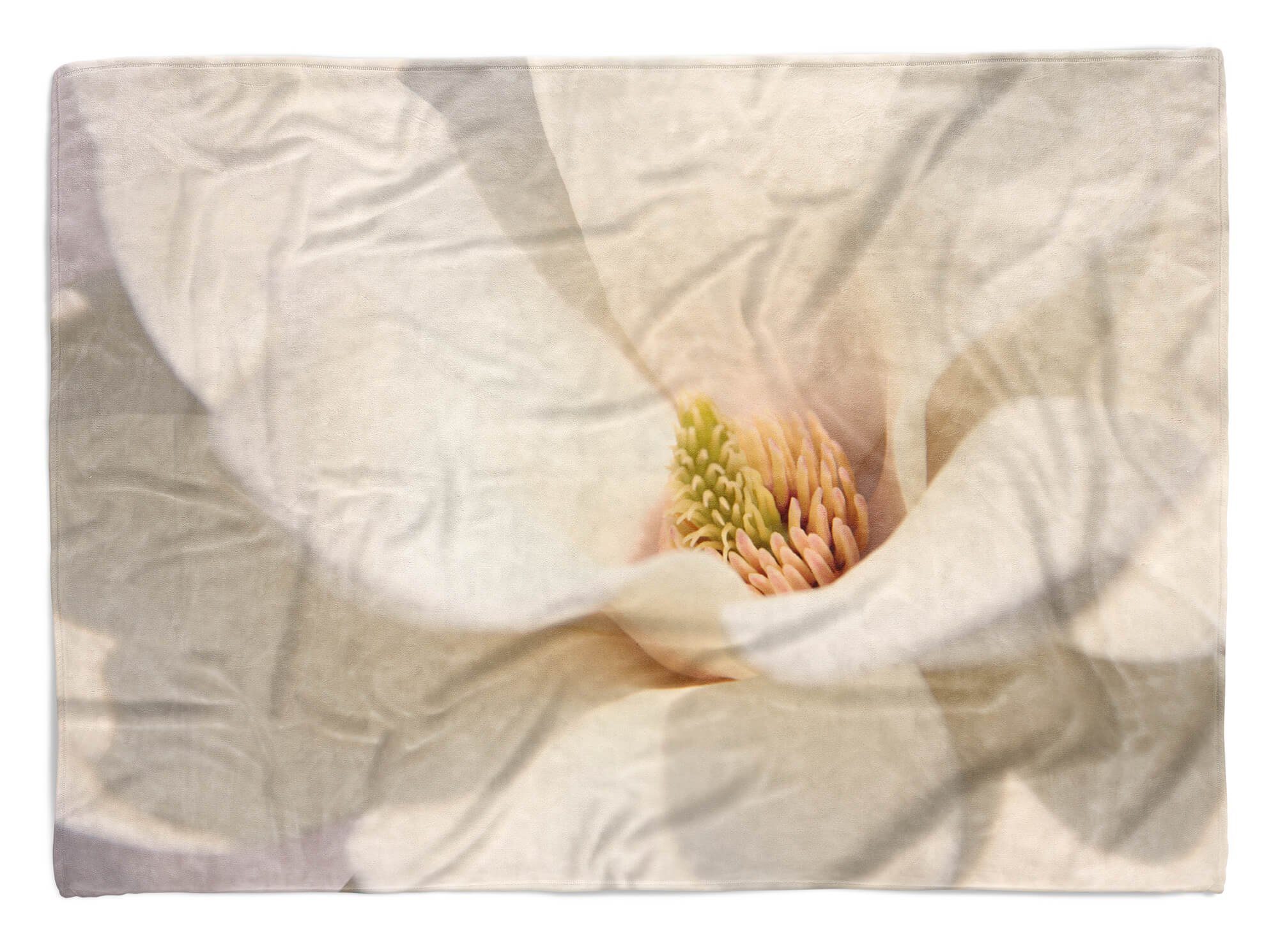 Sinus Art Handtücher Handtuch Strandhandtuch Saunatuch Kuscheldecke mit Fotomotiv Magnolie Blume Wei, Baumwolle-Polyester-Mix (1-St), Handtuch