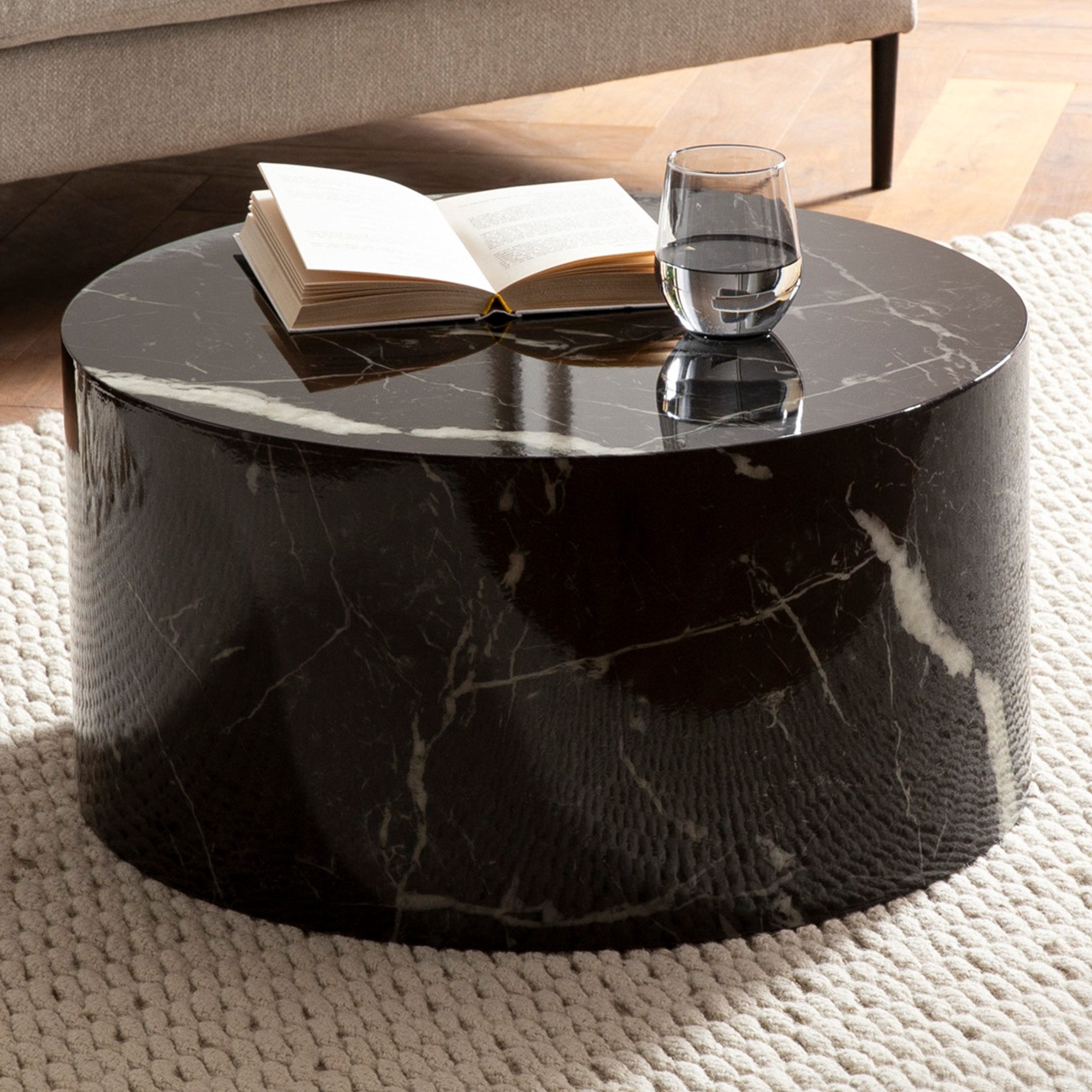 FINEBUY Couchtisch FB57494 Sofatisch MONOBLOC Rund Modern 60x60x30 cm Wohnz günstig online kaufen