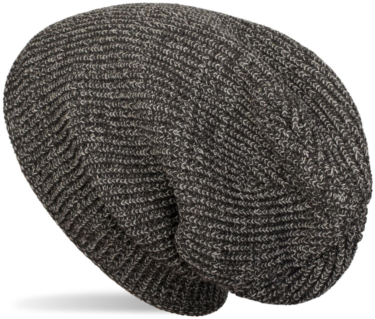 styleBREAKER Strickmütze Melierte Feinstrick Beanie Mütze mit Fleece (1-St)