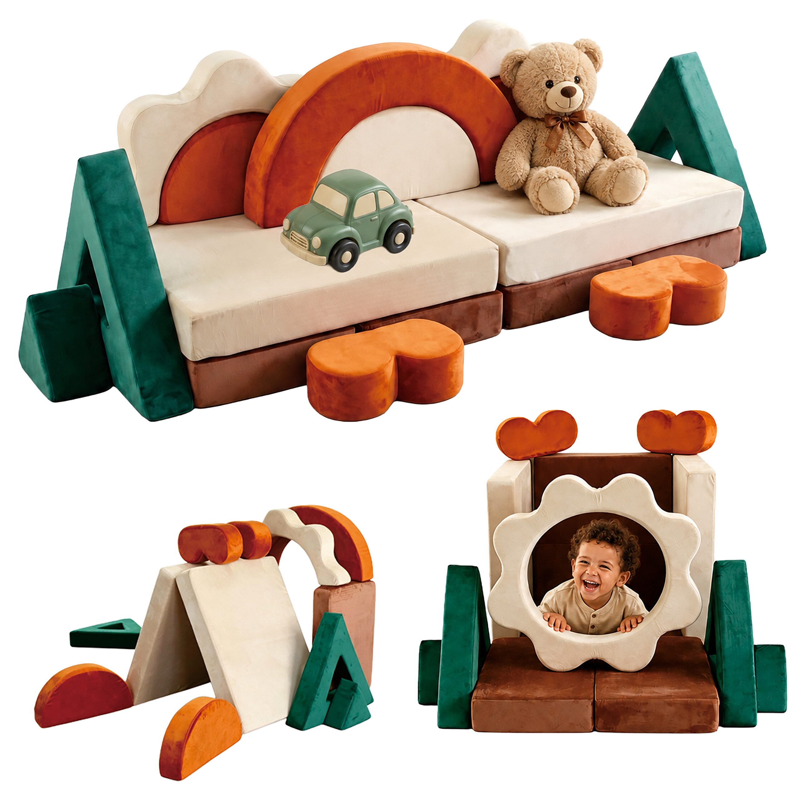 relaxdays Kindersofa 18-tlg. XXL Kinder Spielsofa modular, 18 Teile