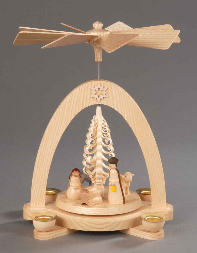 Albin Preissler Weihnachtspyramide »Christi Geburt, Weihnachtsdeko«, Höhe ca. 20 cm, Handwerkskunst aus dem Erzgebirge