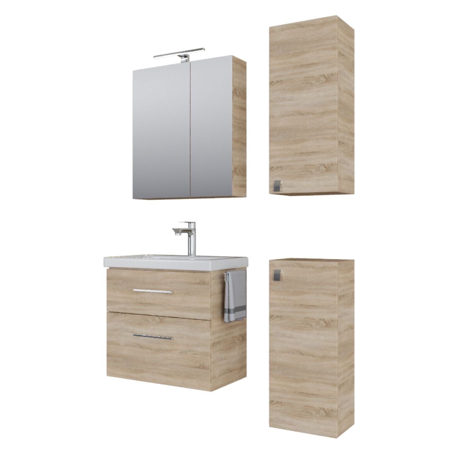 Planetmöbel Badmöbel-Set Badmöbel-Set mit Spiegelschrank 63cm günstig online kaufen