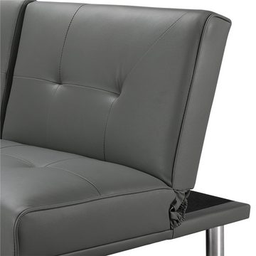 Yaheetech Schlafsofa 3er-Sofa Bettsofa Couch mit Tassenhalter Gästebett 167 x 81,5 x 75 cm, Rückenlehne neigbar 105°/140°/180°, 350 KG belastbar