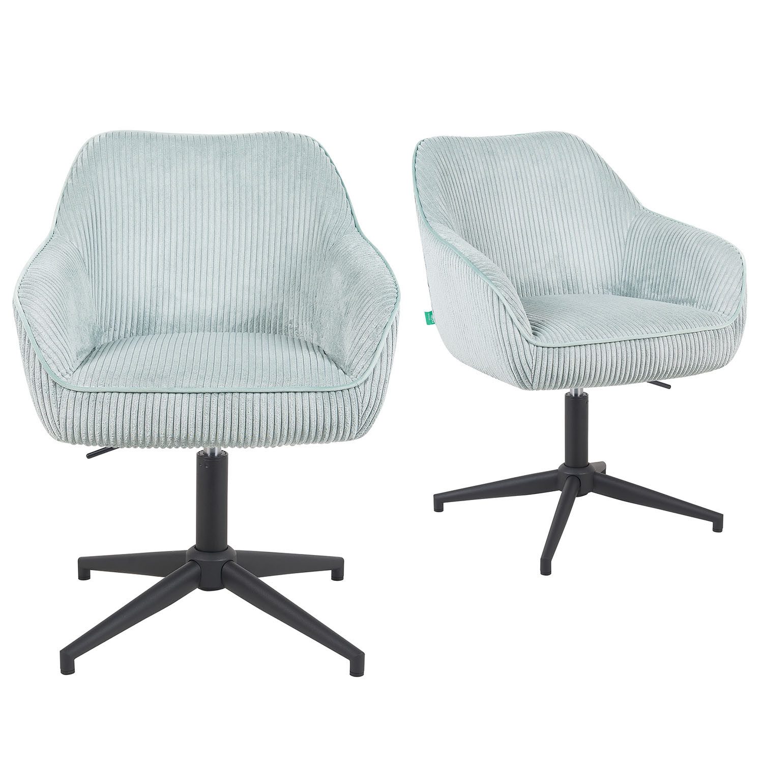 DUBI Möbel Polsterstuhl Mika-Maya, Federkern, 360° drehbar & höhenverstellbar im 2er-Set