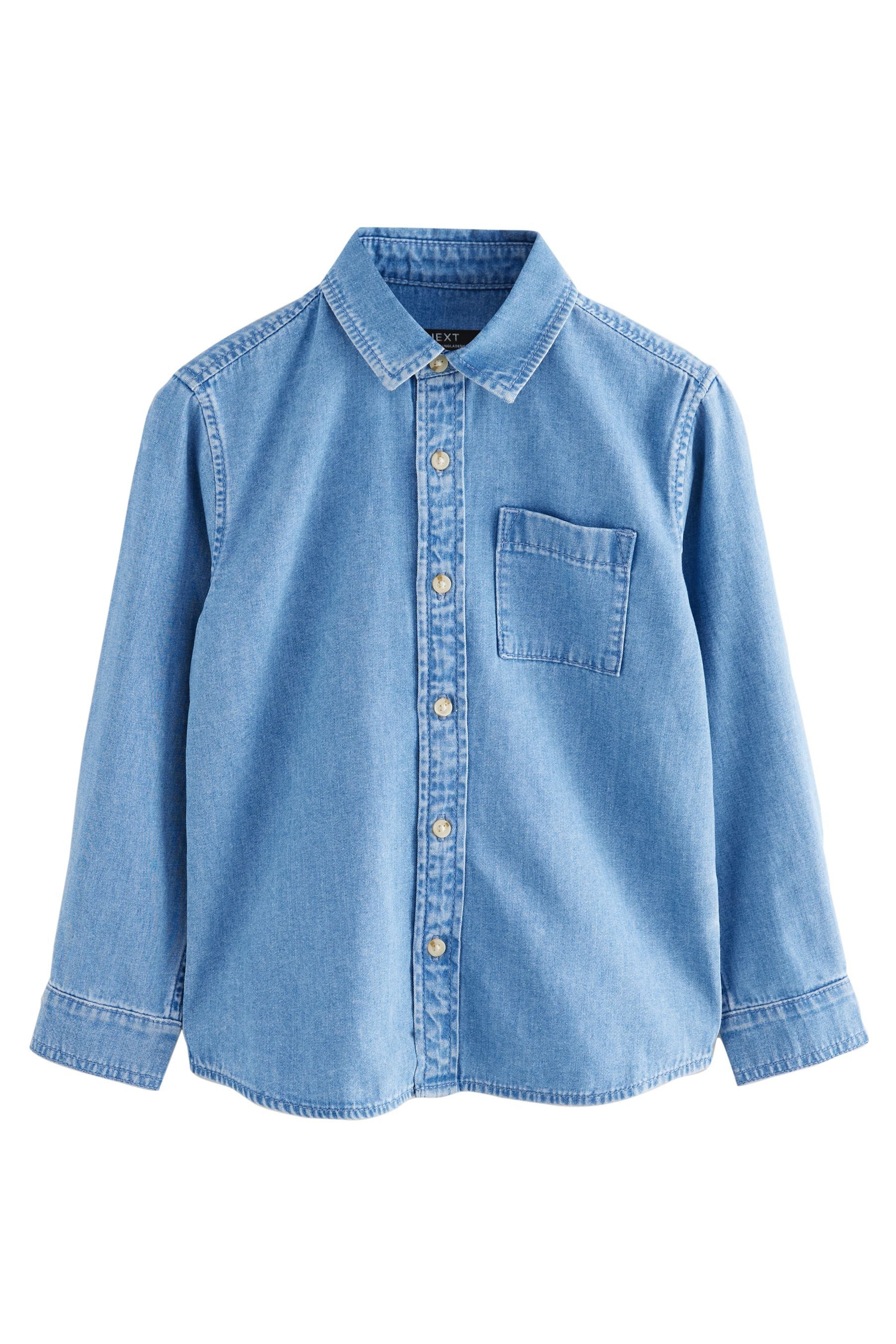 Next Langarmhemd Langärmeliges Hemd aus Denim (1-tlg)