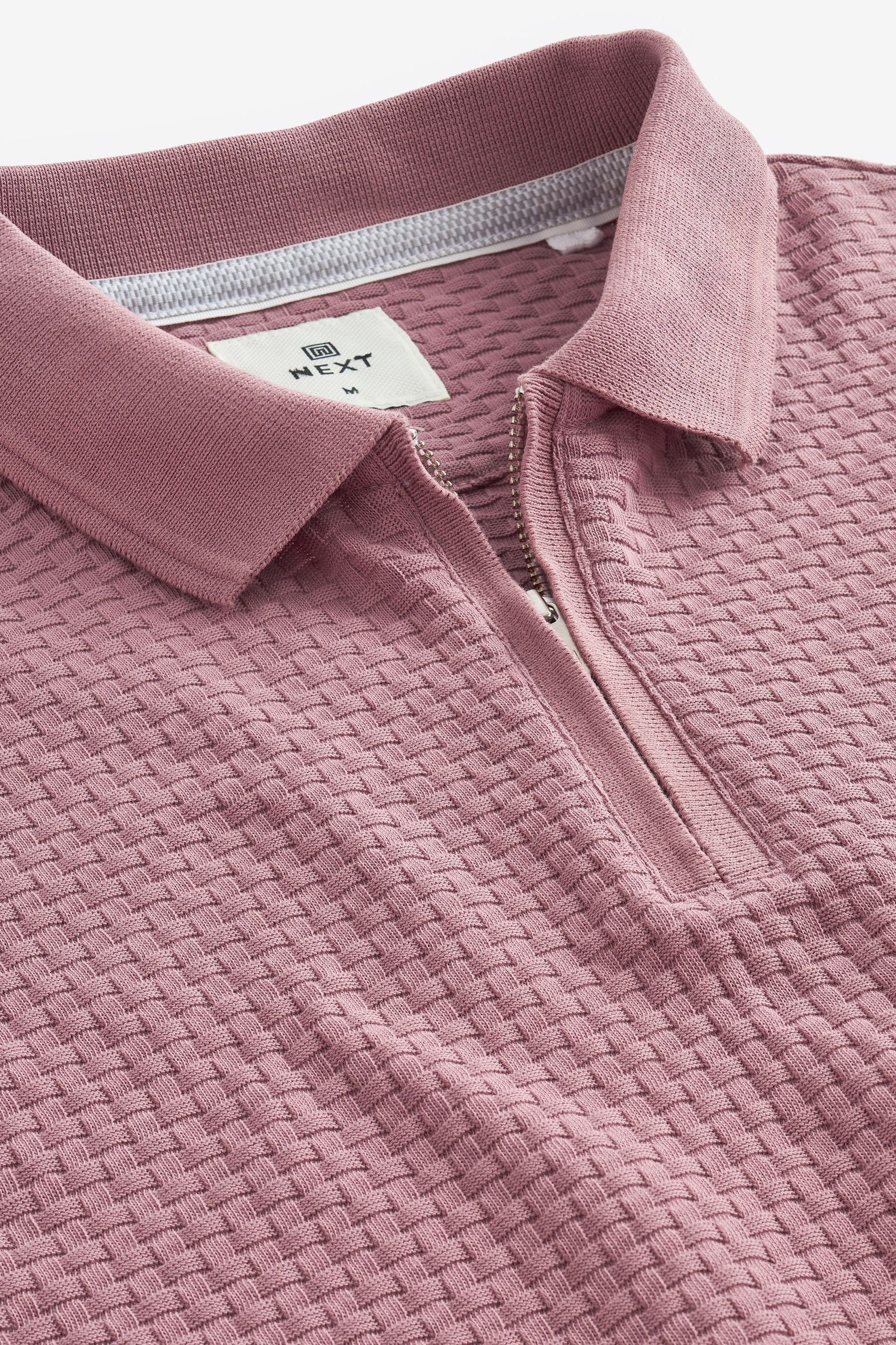 Next Poloshirt Strukturiertes Polo-Shirt Pink (1-tlg)
