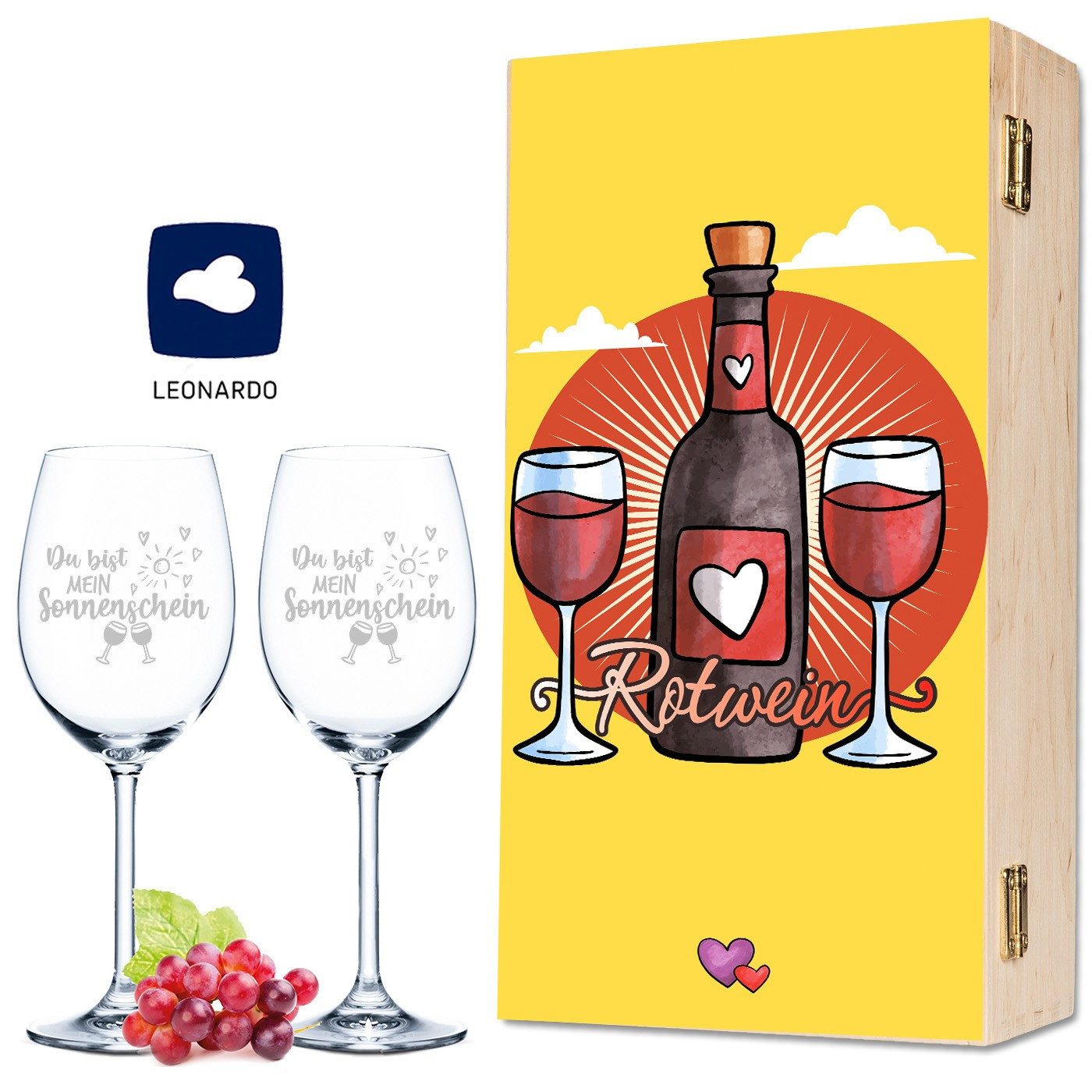 Rotweinglas Leonardo Weingläsern inkl. Holzkiste - Sundowner Vino