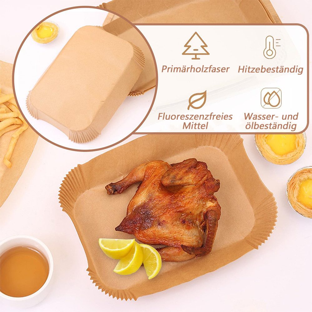 TUWENA Backpapier 120 Stück Airfryer Backpapier, Dual Zone Heißluftfritteuse Zubehör, Airfryer Zubehör Backpapier 5.2L für Heißluftfritteuse Doppel Basket