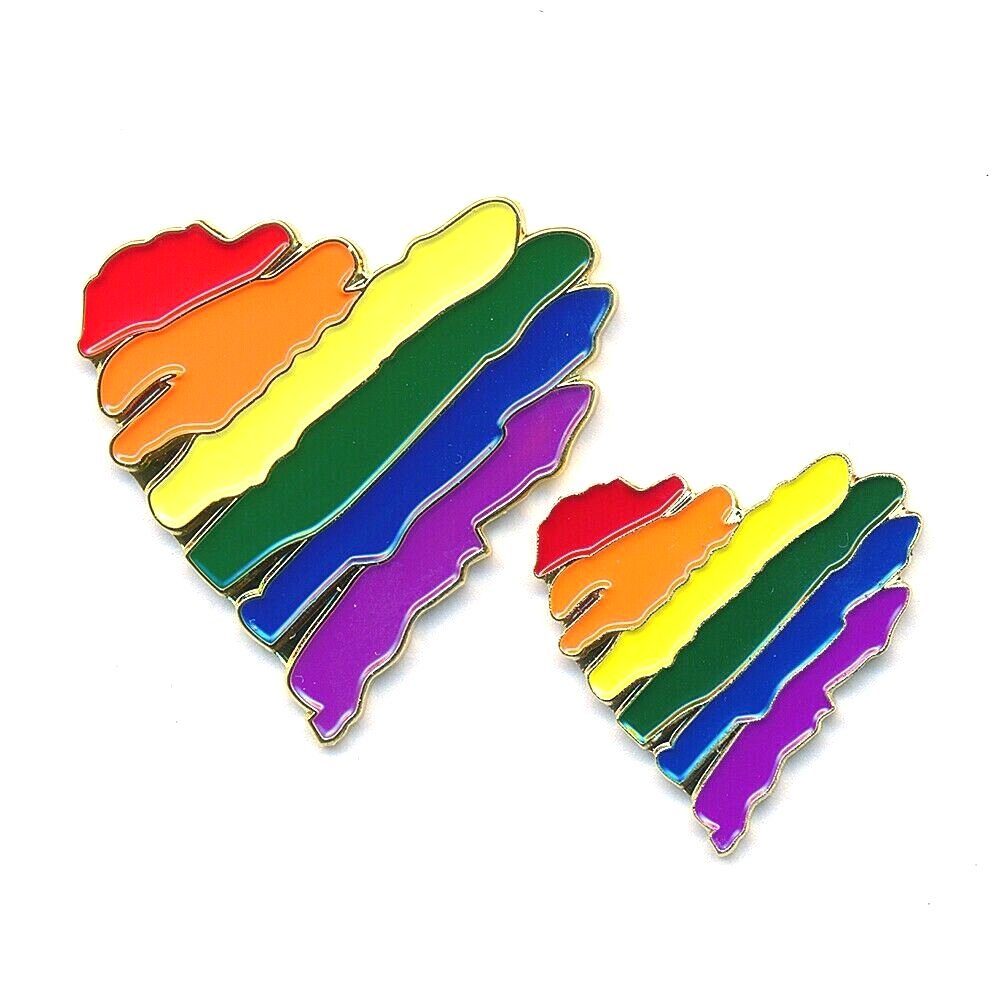 hegibaer Anstecknadel XL Regenbogen Metall (2-tlg., LGBT Edel Button 0945 Herz Pin Edel Anstecker 2 Anstecker), Pride 2 Pin