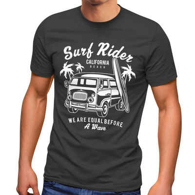 Neverless Print-Shirt Herren T-Shirt Bus Surfing Retro Slim Fit mit Print