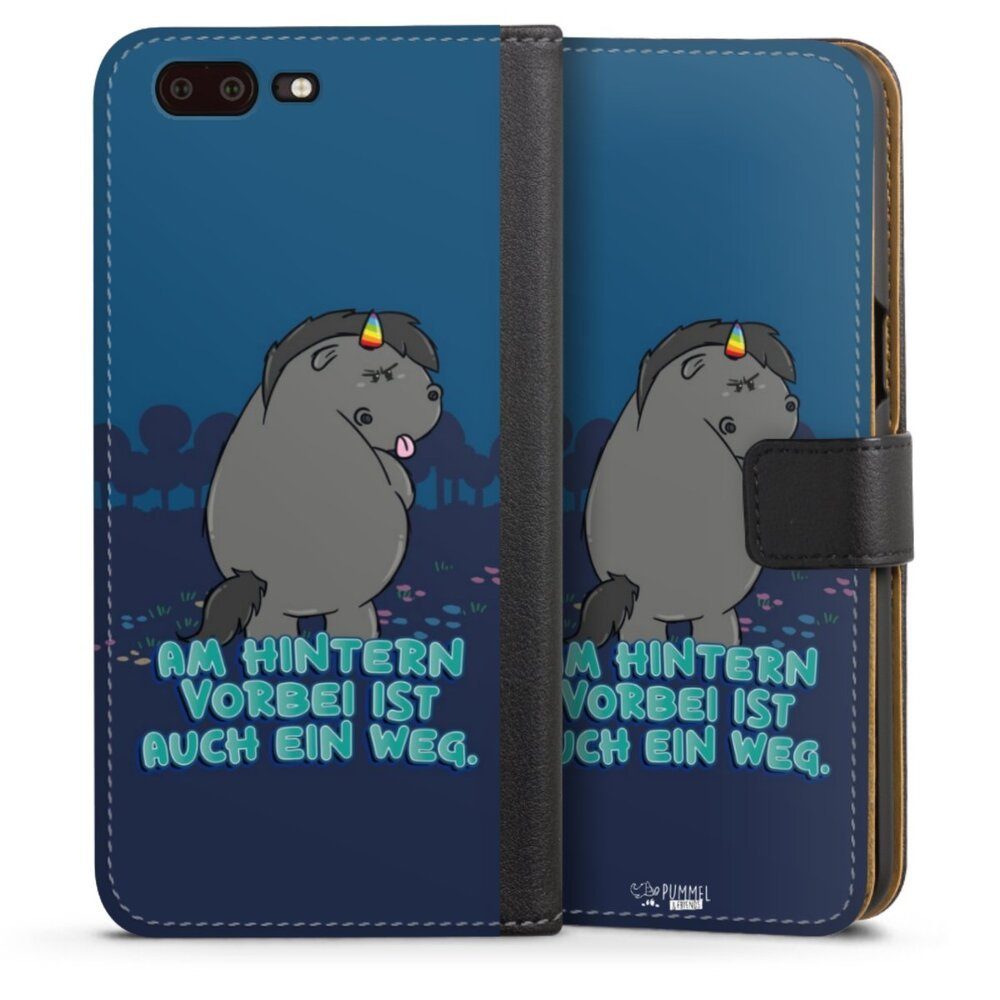 DeinDesign Handyhülle Grummeleinhorn am Hintern vorbei, OnePlus 5 Hülle Handy Flip Case Wallet Cover Handytasche Leder