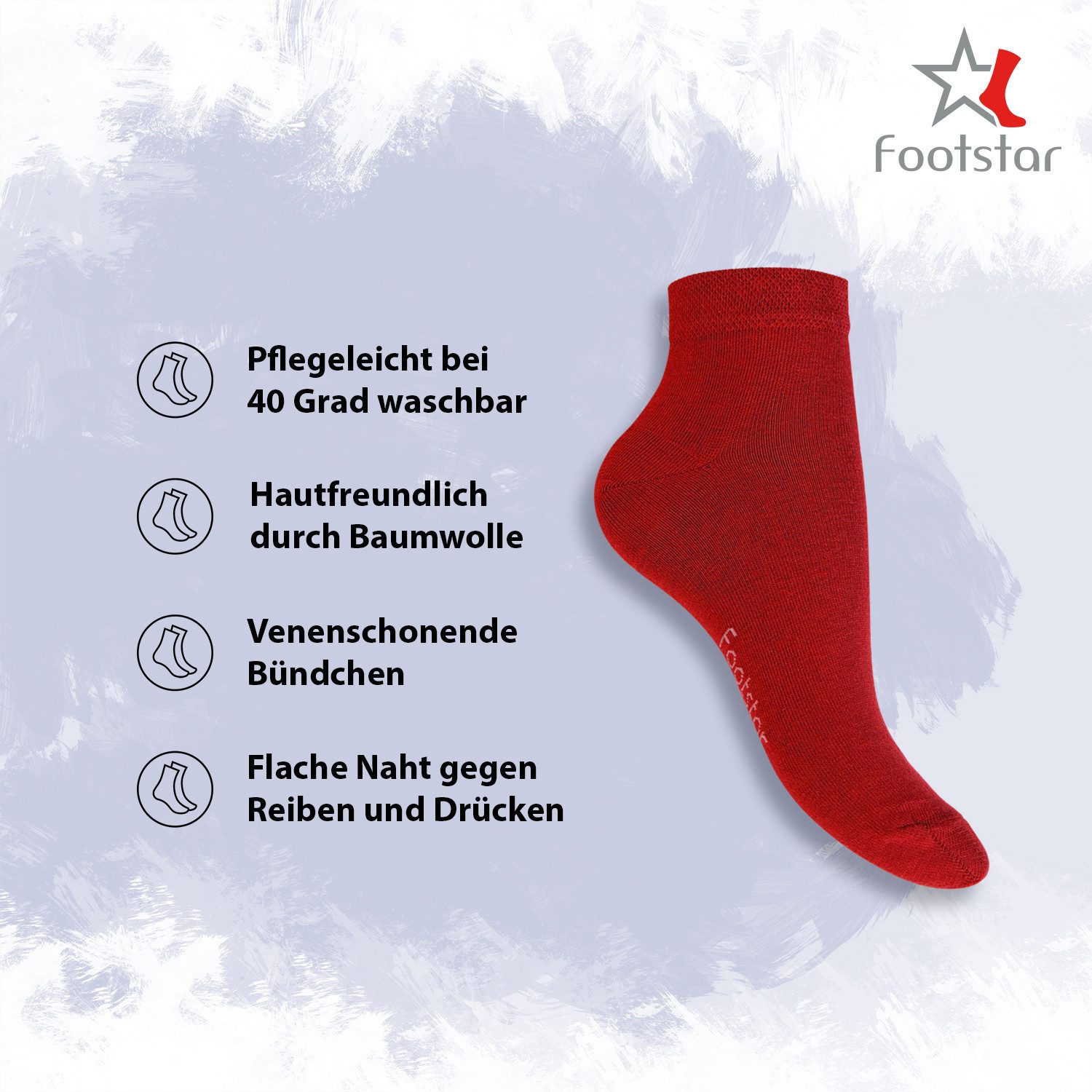 Footstar Kurzsocken EVERYDAY! 10 Paar Quarter Socken Kurzsocken Kurze Baumwoll Socken – Bild 2 von 3