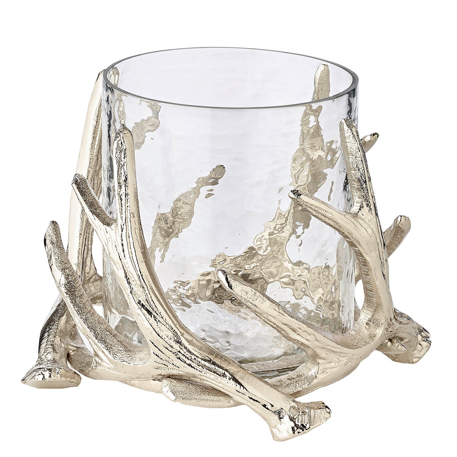 EDZARD Windlicht Kingston, Silber-Optik, Geweih-Motiv, H günstig online kaufen