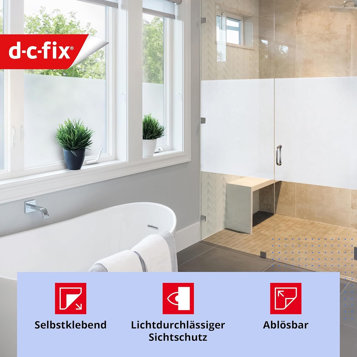 d-c-fix Fensterfolie Opal - selbstklebende Sichtschutzfolie Deko Folie für Fenster innen, Selbsthaftend, zuschneidbar und rückstandslos entfernbar