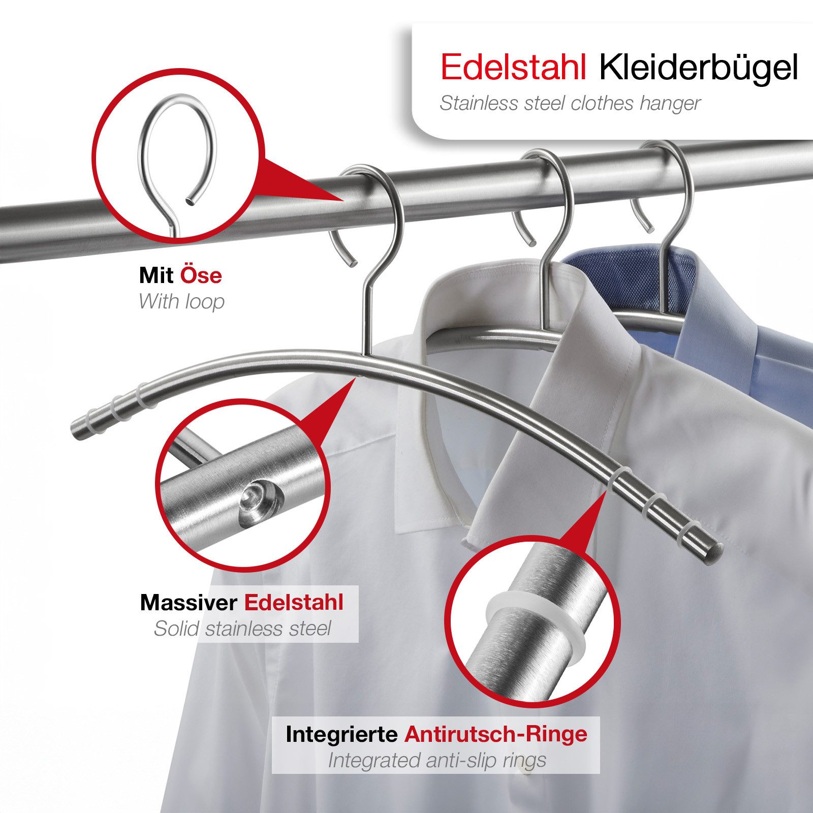 SO-TECH® Kleiderbügel Garderobenbügel Edelstahl SS201 gebürstet günstig online kaufen