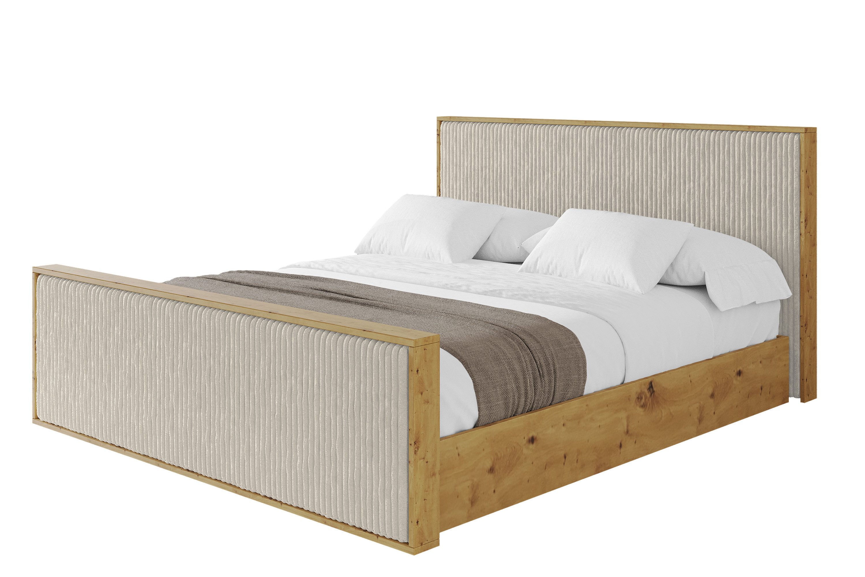ALTDECOR Polsterbett ENZO10-Z (Polsterbett mit Bettkasten und Lattenrost, Boxbett mit Matratze), Doppelbett mit Stauraum, Bett mit Kopfteil