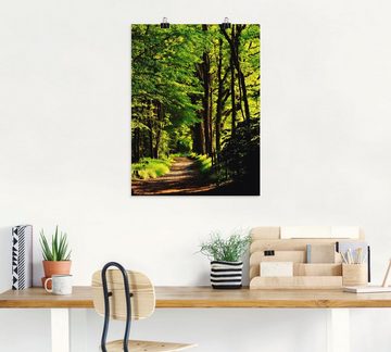 Artland Wandbild Weg im Wald, Wald (1 St), als Alubild, Outdoorbild, Leinwandbild, Poster in verschied. Größen