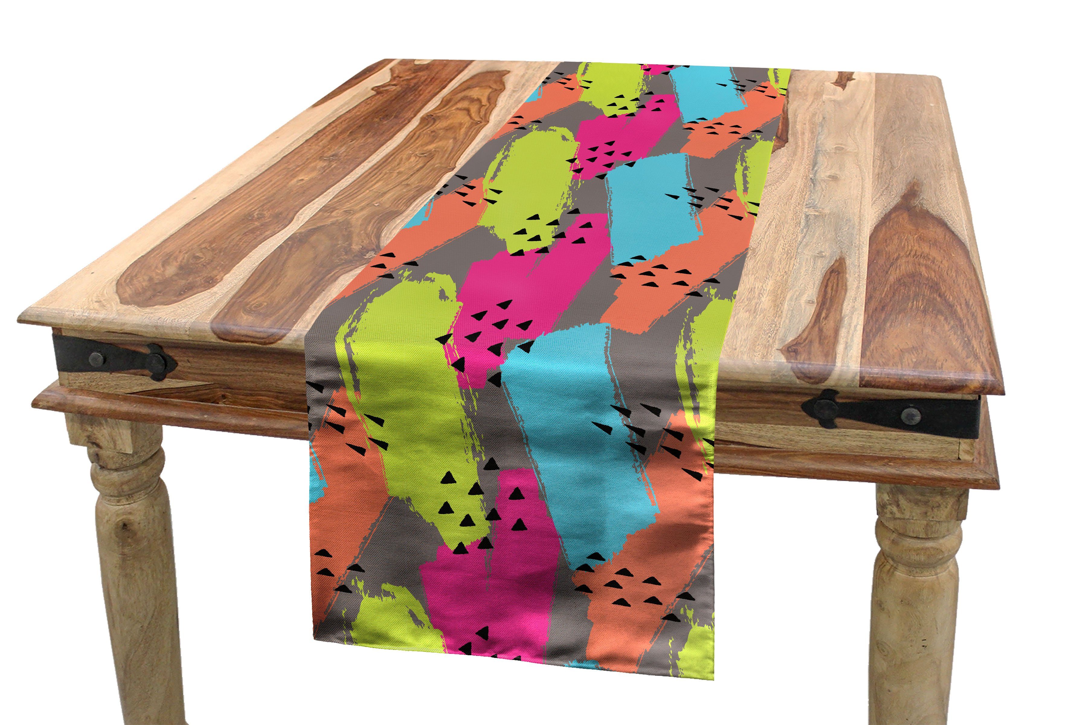 Modern Tischläufer Küche Dekorativer Rechteckiger Esszimmer Abstrakt Tischläufer, Farben Dreieck Abakuhaus