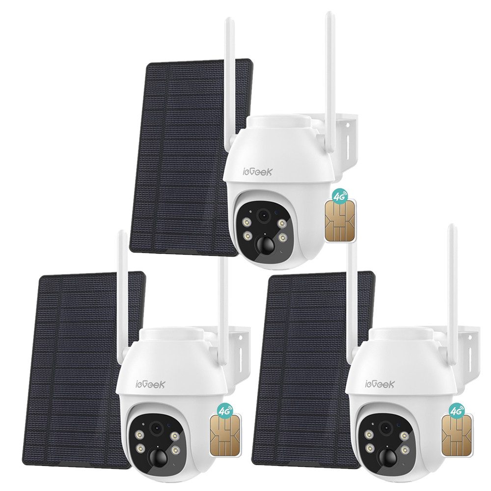 TWUFY IP-Überwachungskamera 4G LTE Überwachungskamera Aussen Akku mit SIM Karte (Außenbereich, 2K Kabellos Solar PTZ Kamera Ohne WLAN Outdoor, 3-tlg., 355°/100° Schwenkbar, Farb-Nachtsicht, Lokaler/Cloud Speicher, Audio, PIR Erkennung,Solar PTZ IP Kamera Outdoor)