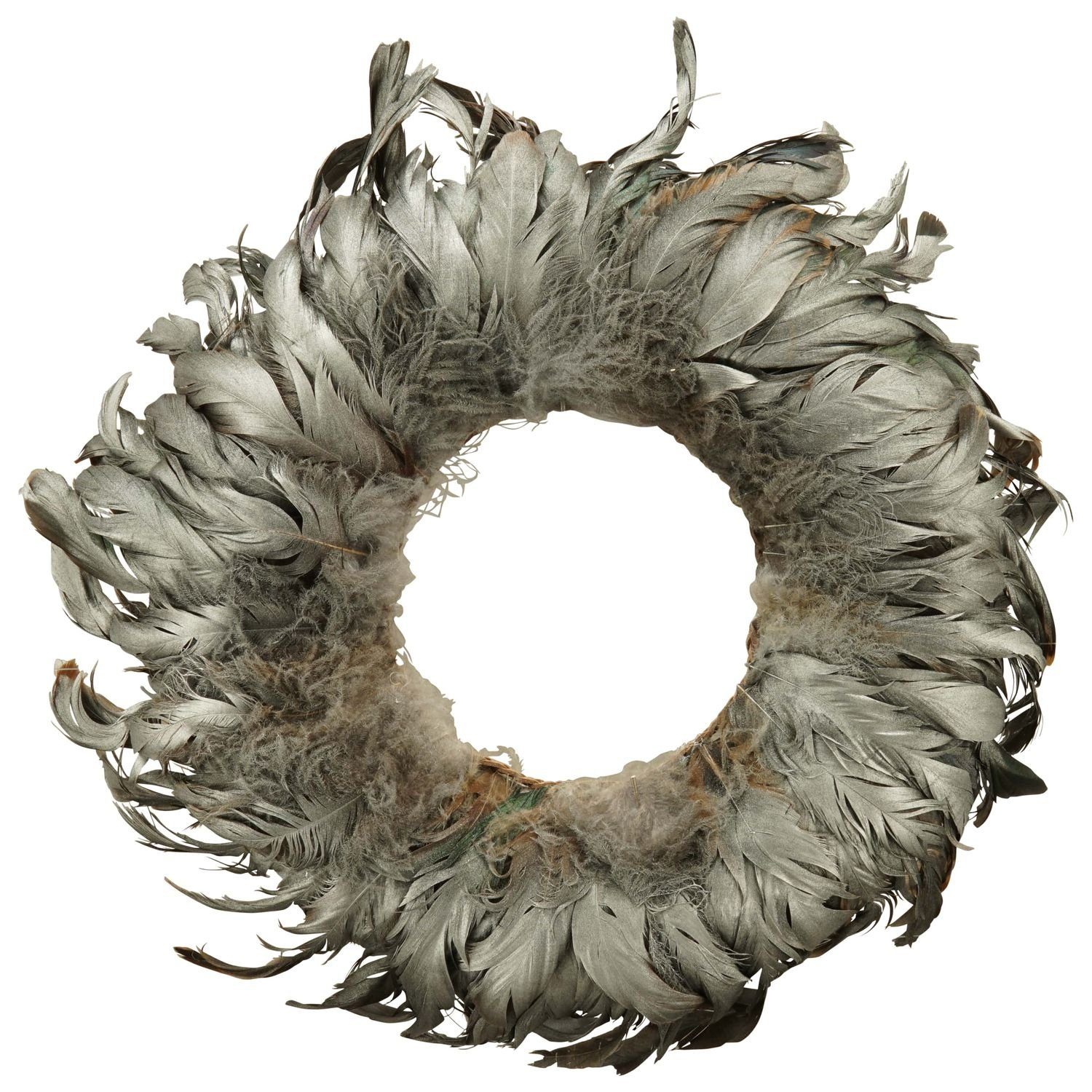 Exner GmbH Garten- & Wohnaccessoires Dekoobjekt Kranz FedeR - silber - Feder - 30x30x3,5 cm