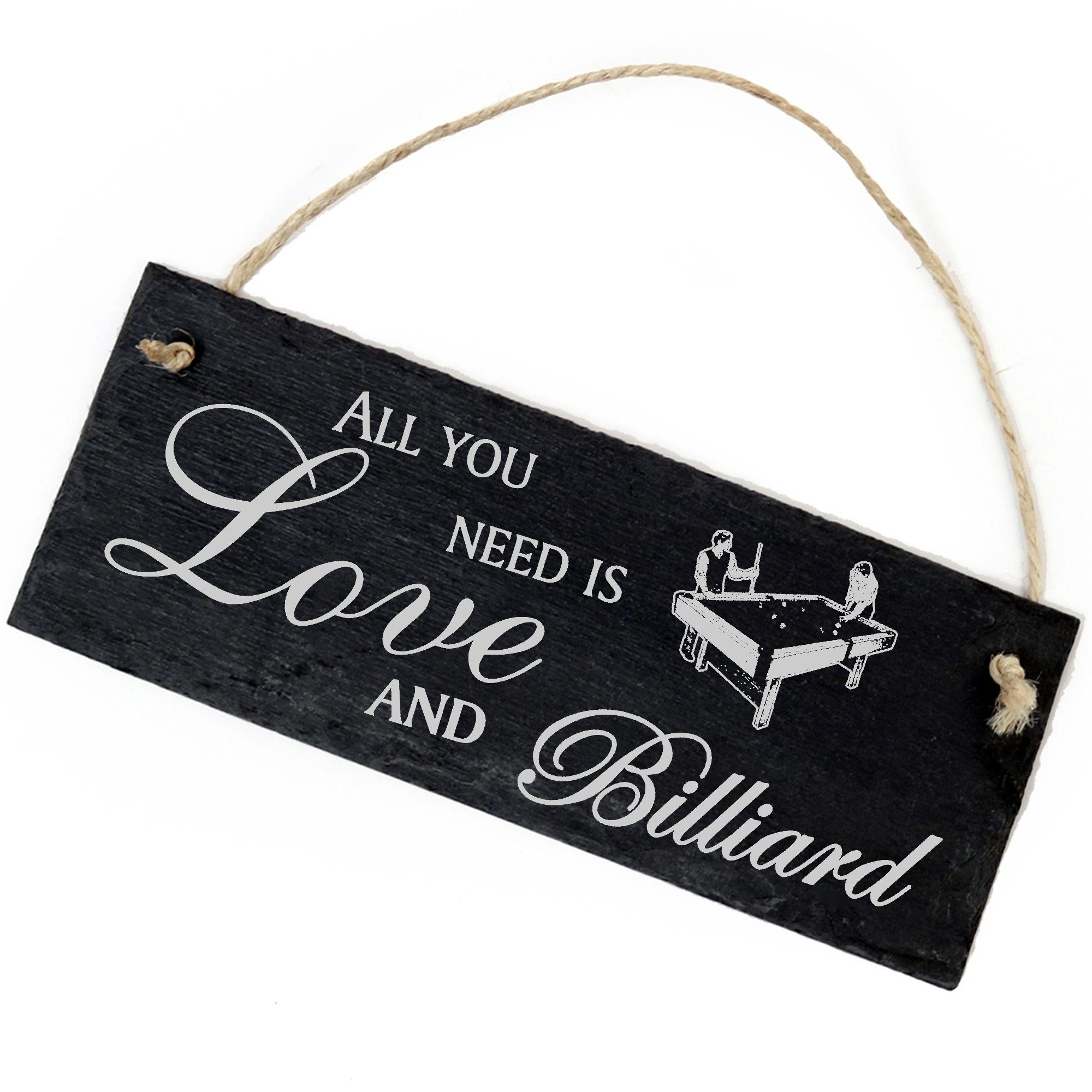 Dekolando Hängedekoration Billard Pool Snooker 22x8cm All you need is Love and Billiard