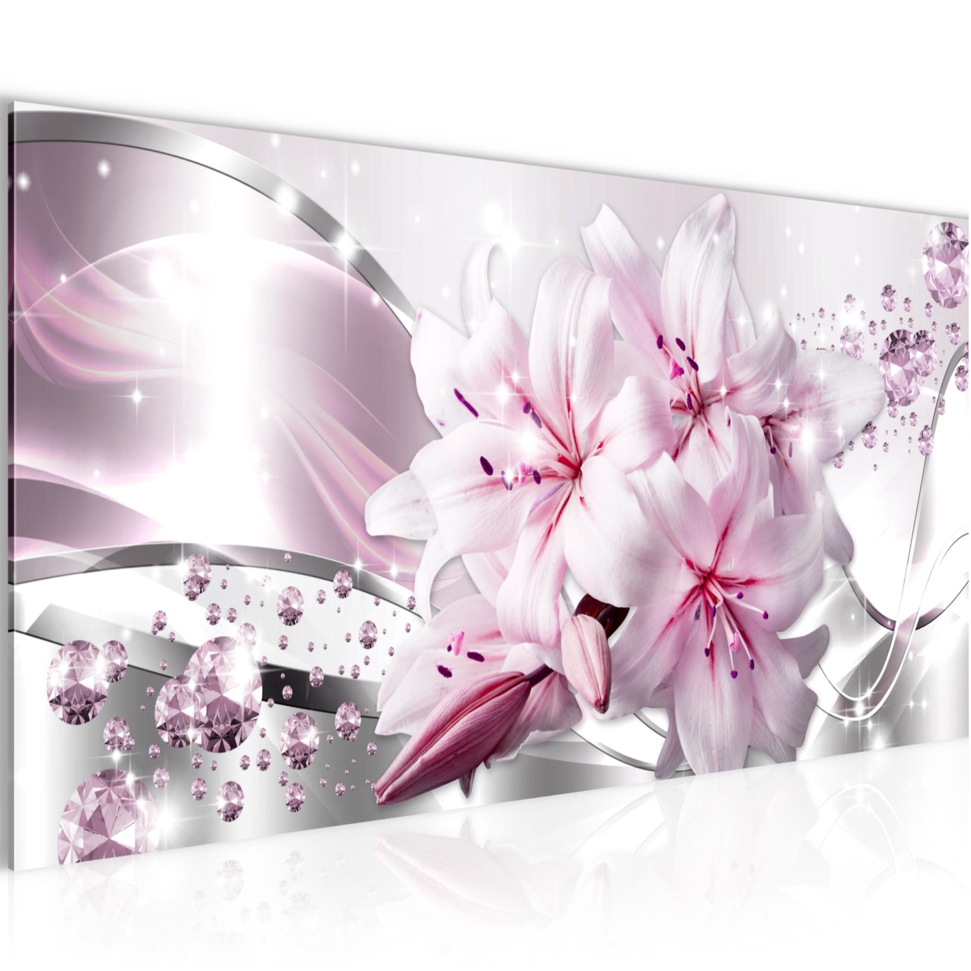 Runa Art Wandbild Wandbild Blumen Bilder XXL Wohnzimmer Schlafzimmer 100 x 40 cm, Rosa