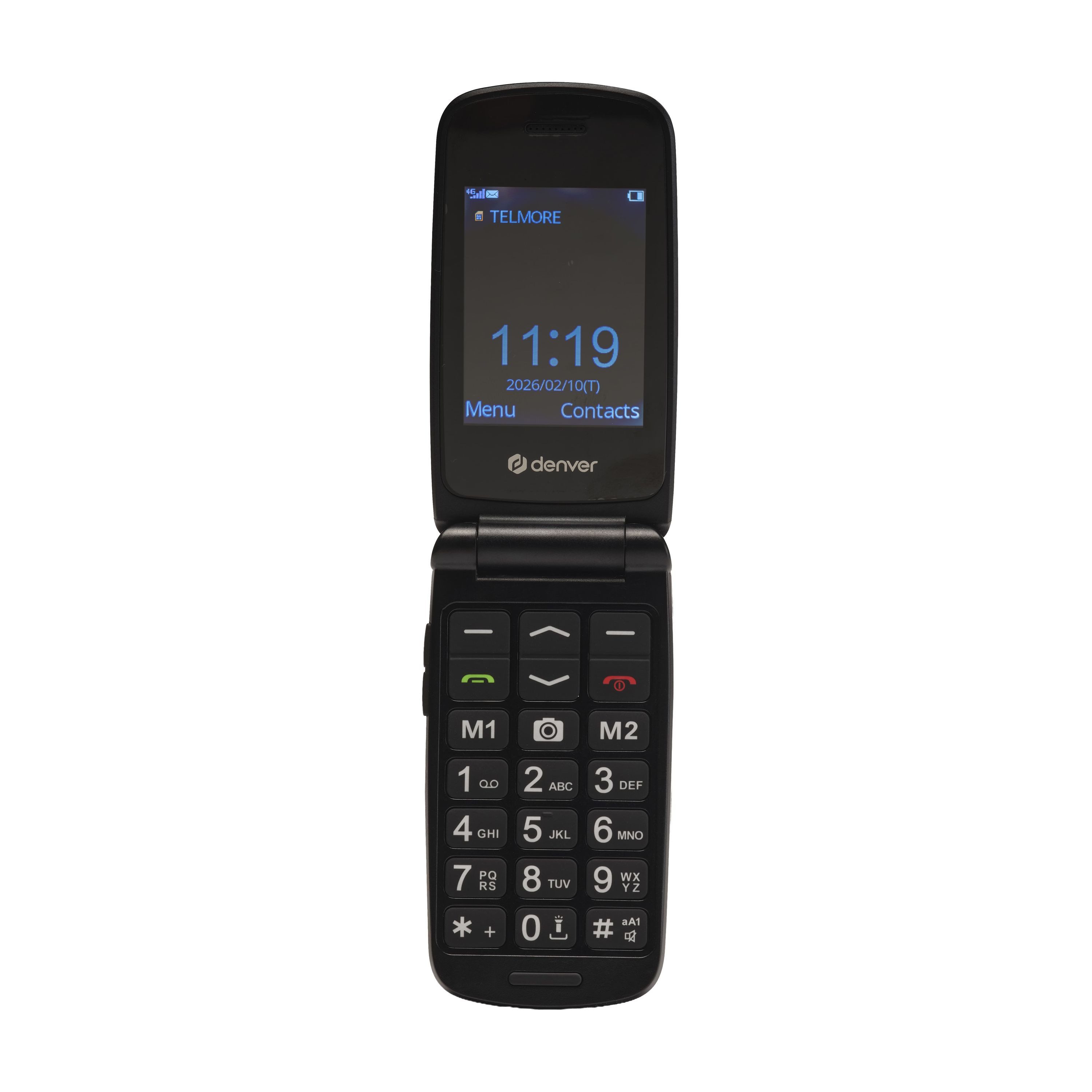 Denver BAS-24800L Seniorenhandy (6.1 cm/2.4 Zoll, 4G VoLTE Klapphandy · SOS-Notruftaste · IP54 spritzwassergeschützt)