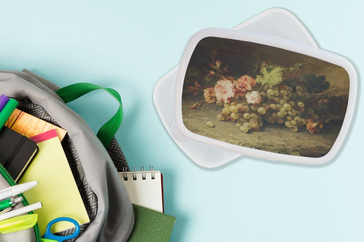 MuchoWow Lunchbox Kunststoff, mit Brotbox Meister, für (2-tlg), - Mädchen Weintrauben weiß und für - Erwachsene, und Stilleben Jungs Alte Kinder Obst Brotdose