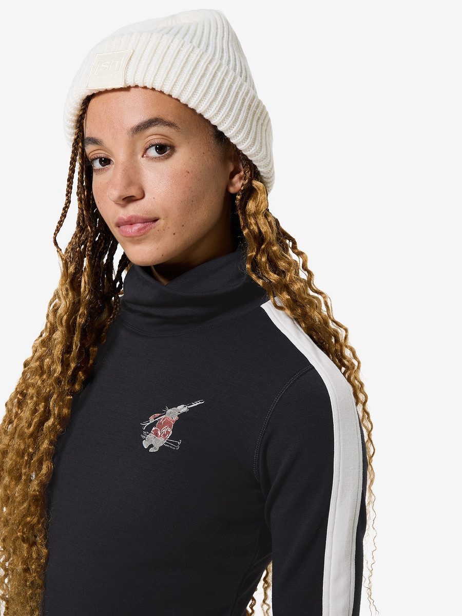 SUPER.NATURAL Rollkragenpullover für Damen, Merino W BUNNY ROLL NECK Rollkragen mit Ski-Motiv, atmungsaktiv