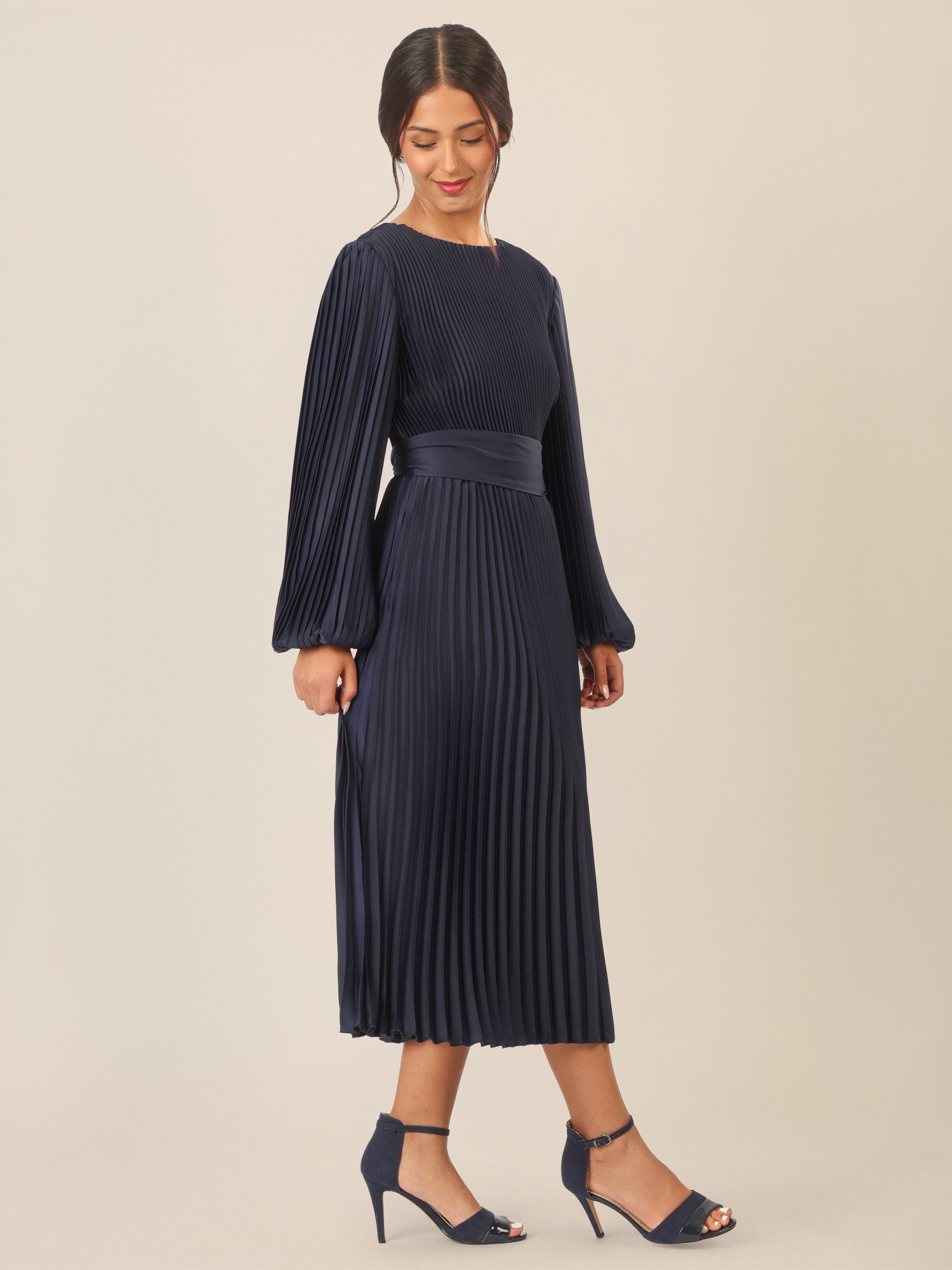 Apart Midikleid mit separatem, breitem Bindegürtel günstig online kaufen