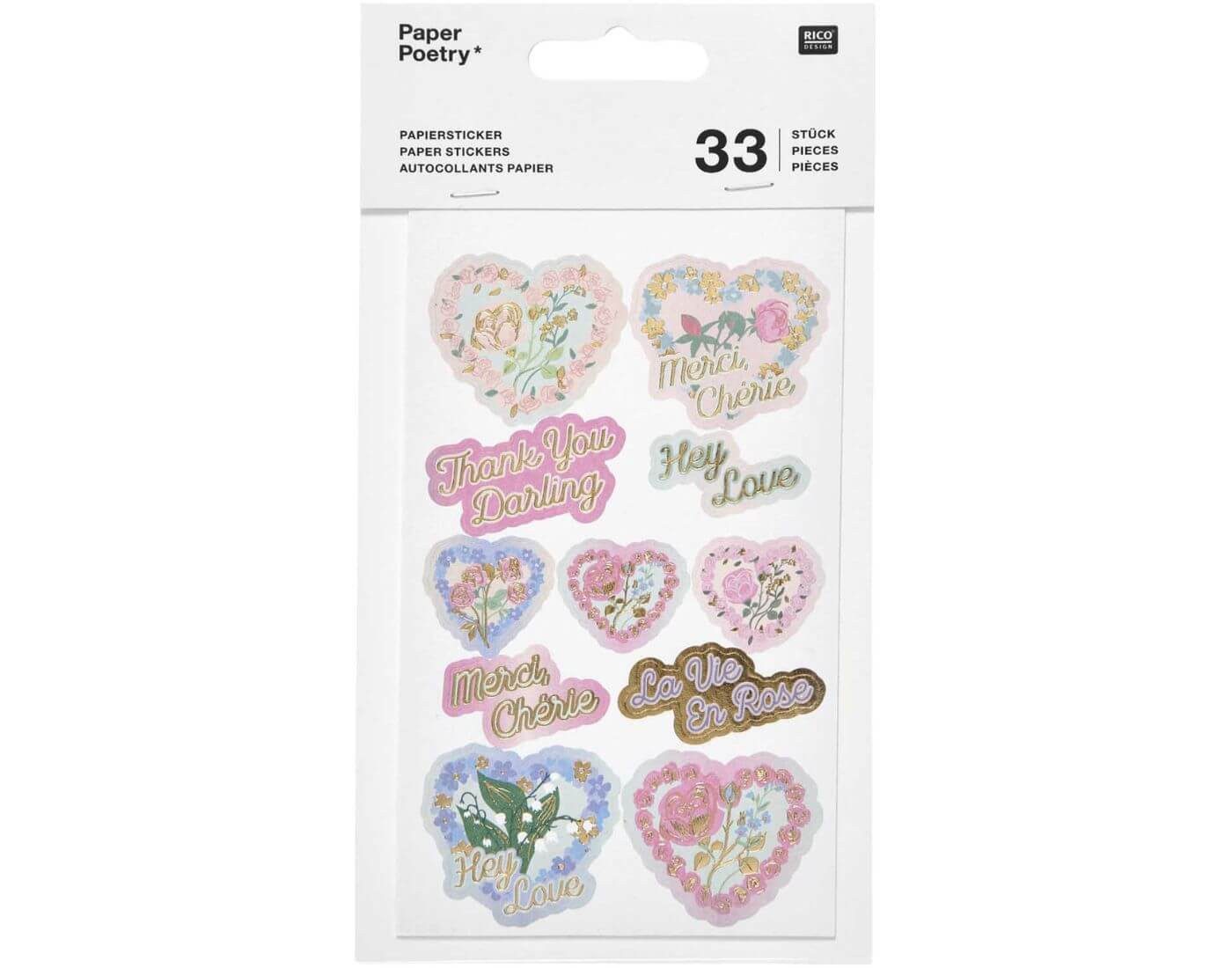 Rico Design Sticker Paper Poetry Papiersticker La Vie en Rose