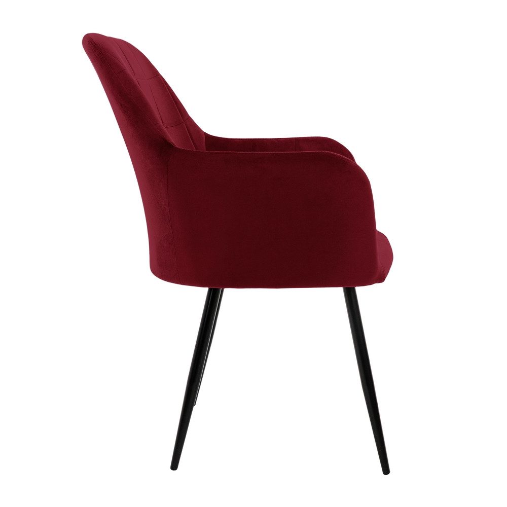 ML-DESIGN Stuhl Esszimmerstuhl ergonomisch & gepolstert, Esstischstuhl mit Rückenlehne (2 St), Wohnzimmerstuhl Bordeaux Samtbezug Küchenstuhl Polsterstuhl – Bild 3 von 5