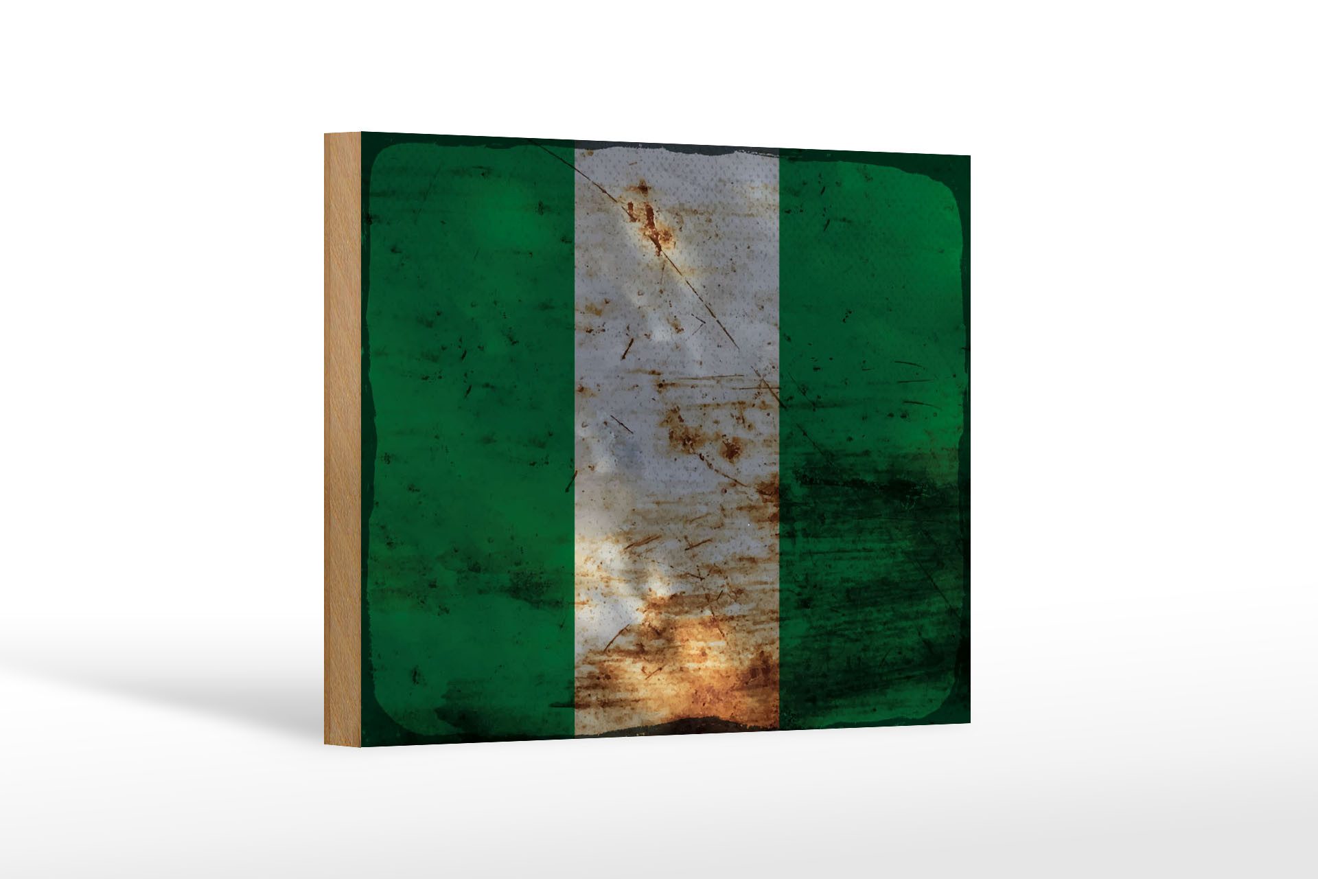 Femer GmbH Holzbild Flagge Nigeria 18x12 cm Flag of Nigeria Rost, Flaggen (1 St), Glatte Holzfaserplatte (MDF), vorn beschichtet