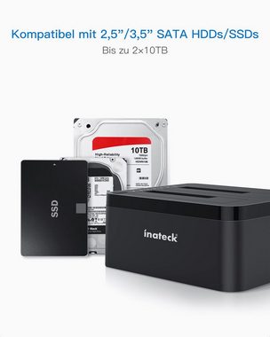 Inateck Festplatten-Dockingstation USB 3.0, SATA Dual-Schacht Docking