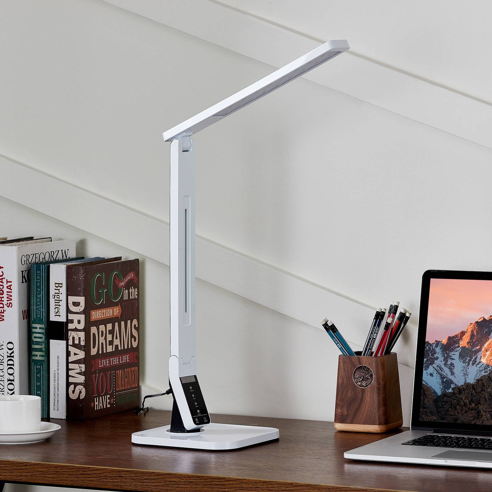 Lindby Schreibtischlampe Eleni, LED, Kunststoff Weiß Farbwechsel warmweiß / tageslicht IP20, 1 x 8 W LED, Farbwechsel warmweiß / tageslicht – Bild 3 von 5