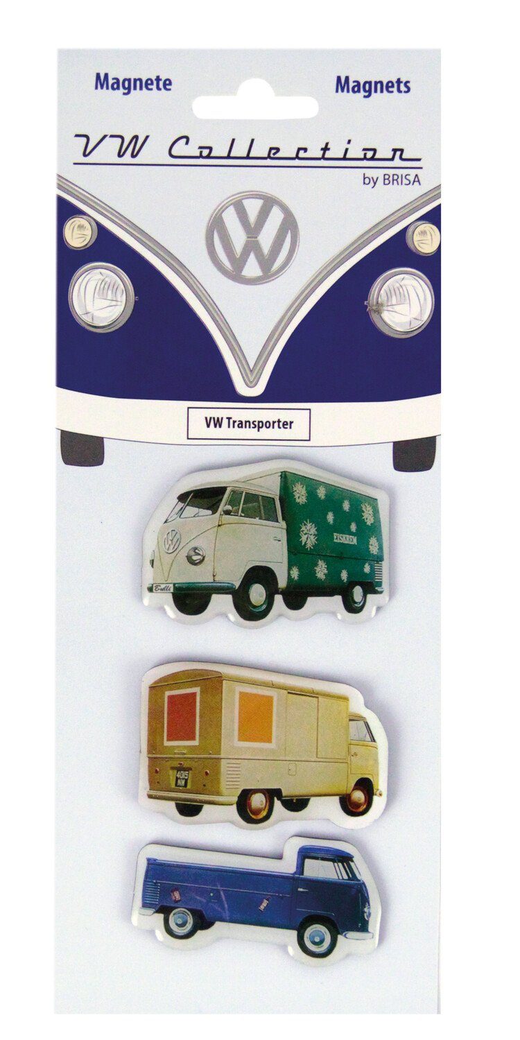 VW Collection by BRISA Magnet Kühlschrankmagnete mit VW Bulli T1 Motiven (3-St), Pinnwand-Magnete mit Nutzfahrzeugen