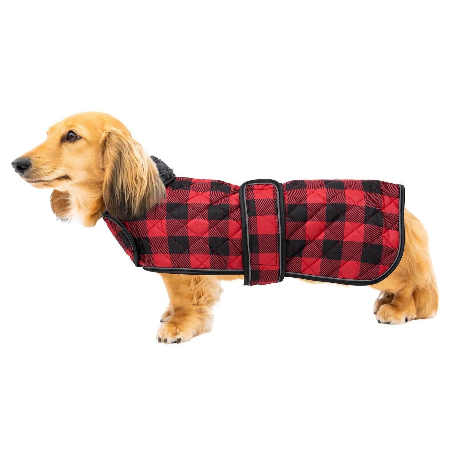 LuxusKollektion Hundemantel Hundemantel Dackel kariert rot M
