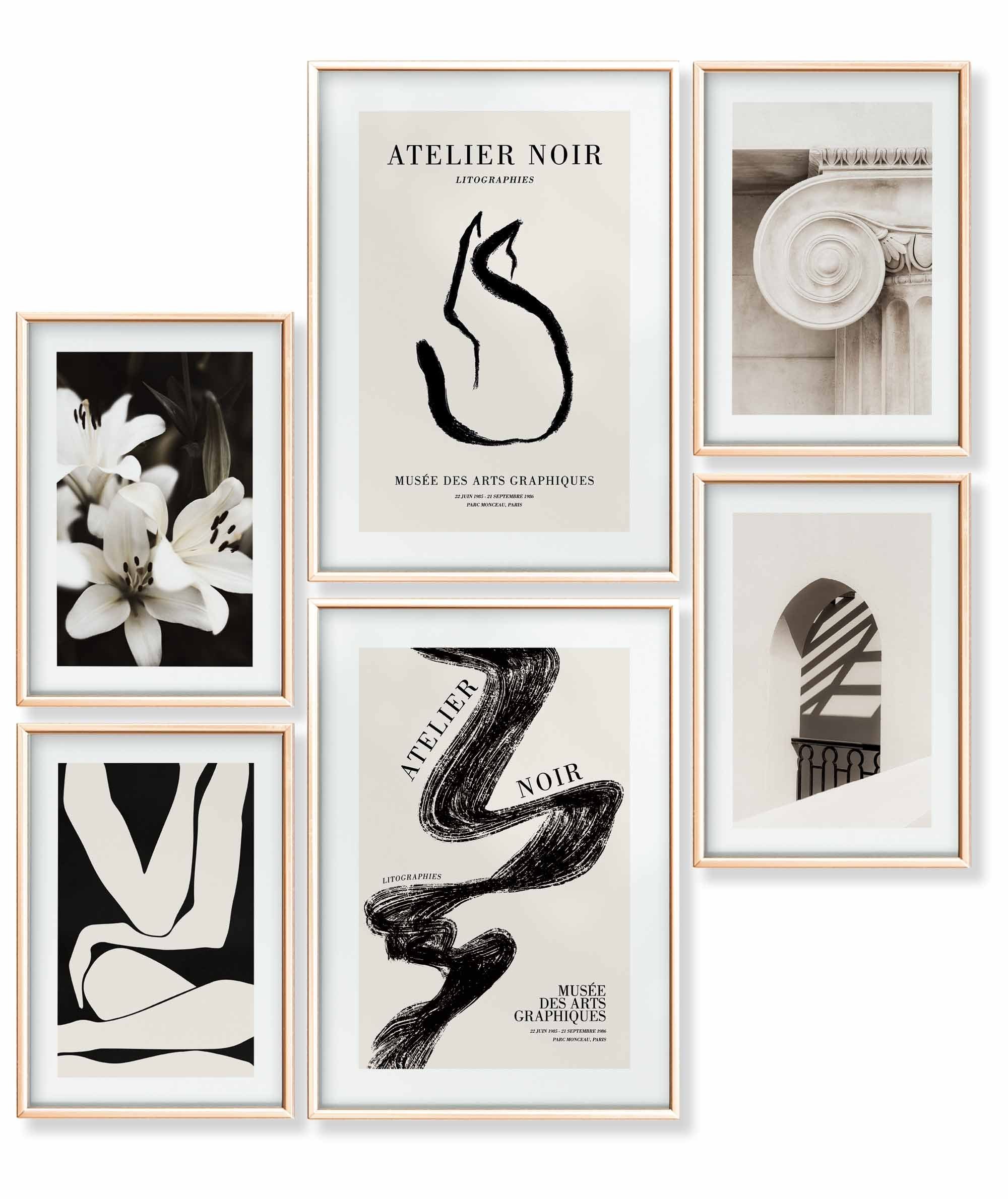 Poster Set als Wohnzimmer Deko, Bilder DINA3 & DINA4, Architektur Blumen