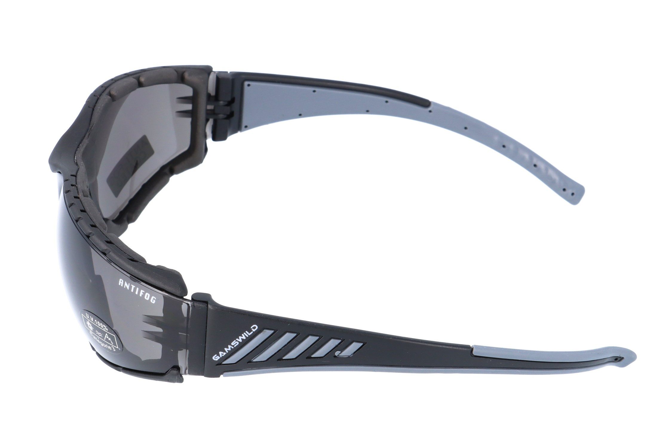 Gamswild Sportbrille UV400 Sonnenbrille Fahrradbrille Skibrille Windschutzclip ANTIFOG, Damen Herren Modell WS7122 in brau, grau, orange, gelb, klar