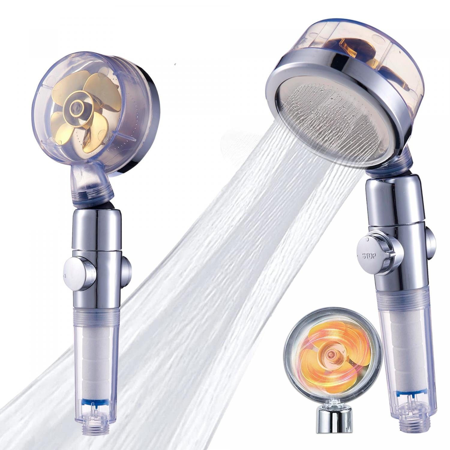 Herzberg Duschbrause Herzberg Turbo Charger Duschkopf Gold