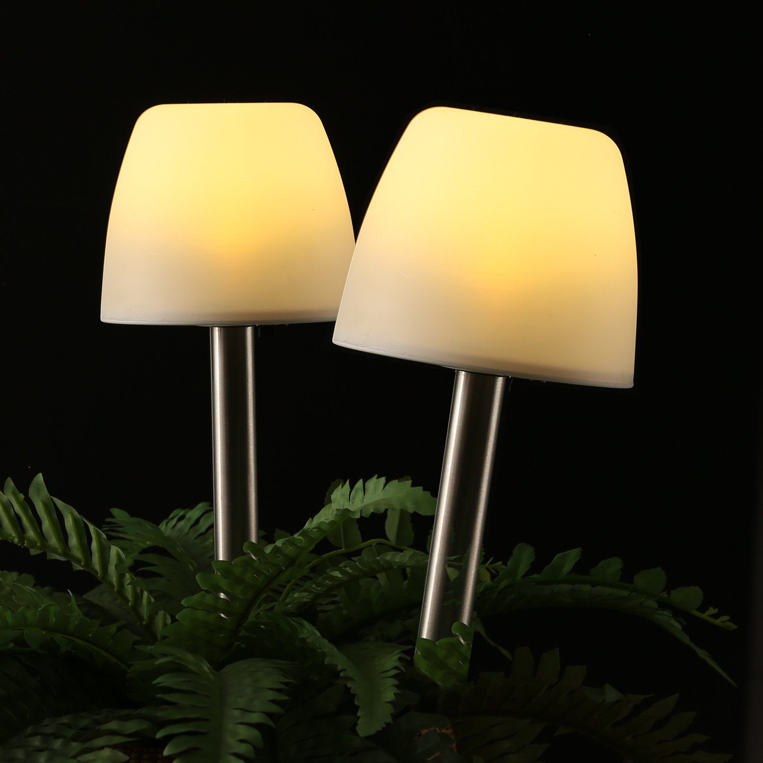 MARELIDA LED Solarleuchte LED Solar Wegleuchten Erdspieß 2Stk. Milchig weiß Lampenschirm Garten, LED Classic, warmweiß (2100K bis 3000K)