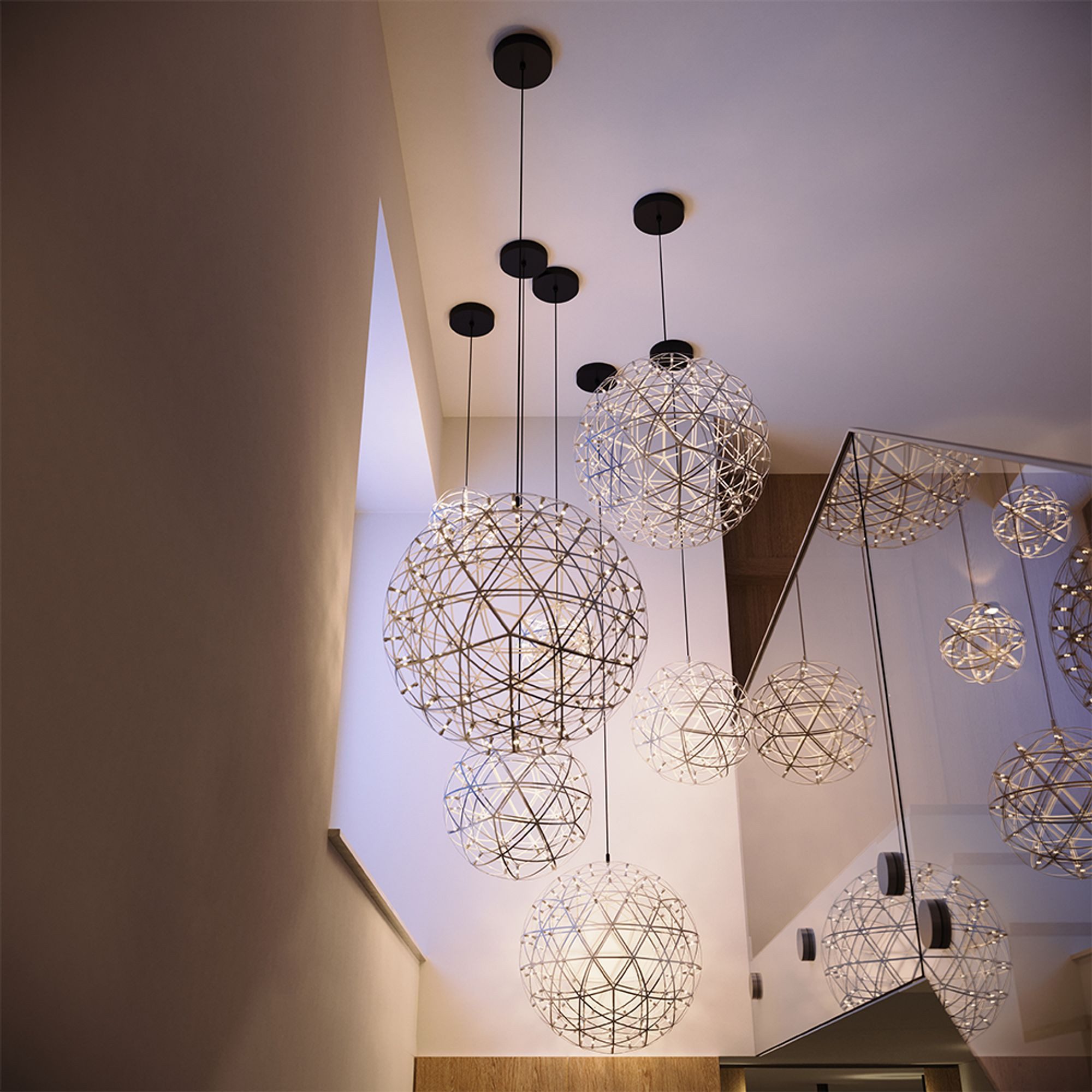 s.luce Pendelleuchte XL LED Hängeleuchten-Kombination Atom Modular Schwarzchrom, Warmweiß