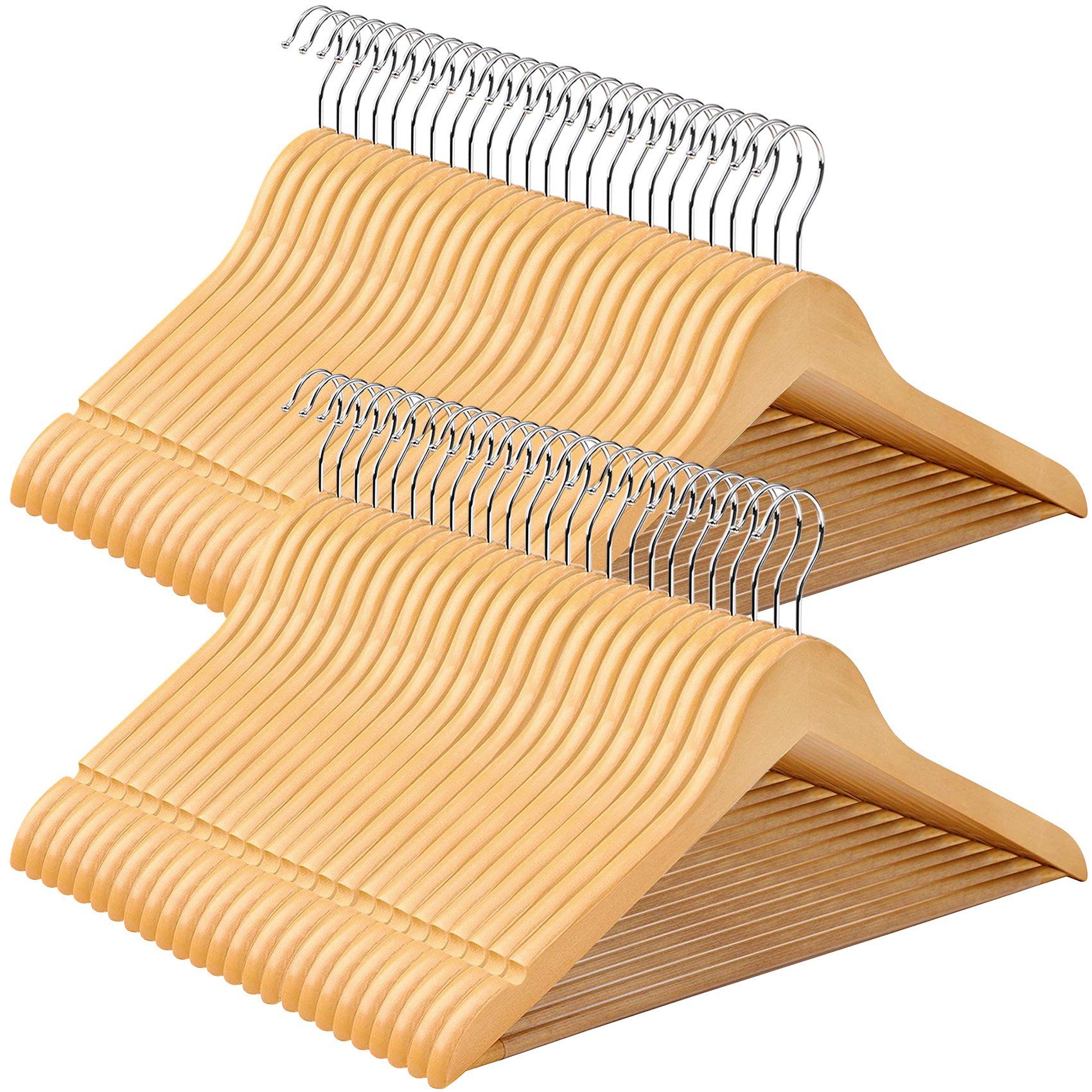 SONGMICS Kleiderbügel Bügel, (50-tlg), Bügel aus Massivholz, Einkerbungen, günstig online kaufen