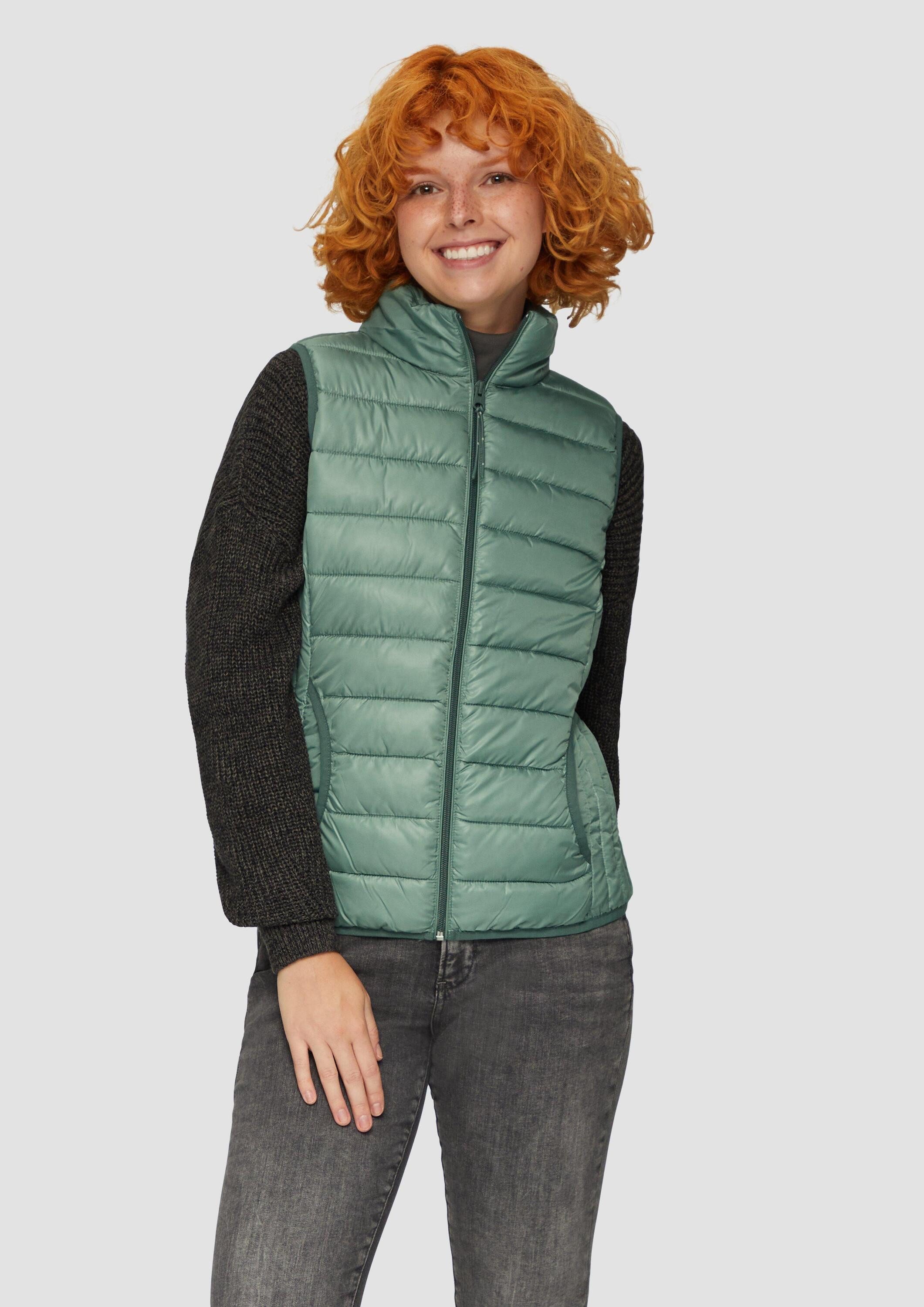 QS Outdoorjacke Outdoor-Weste Gesteppte Weste mit Stehkragen