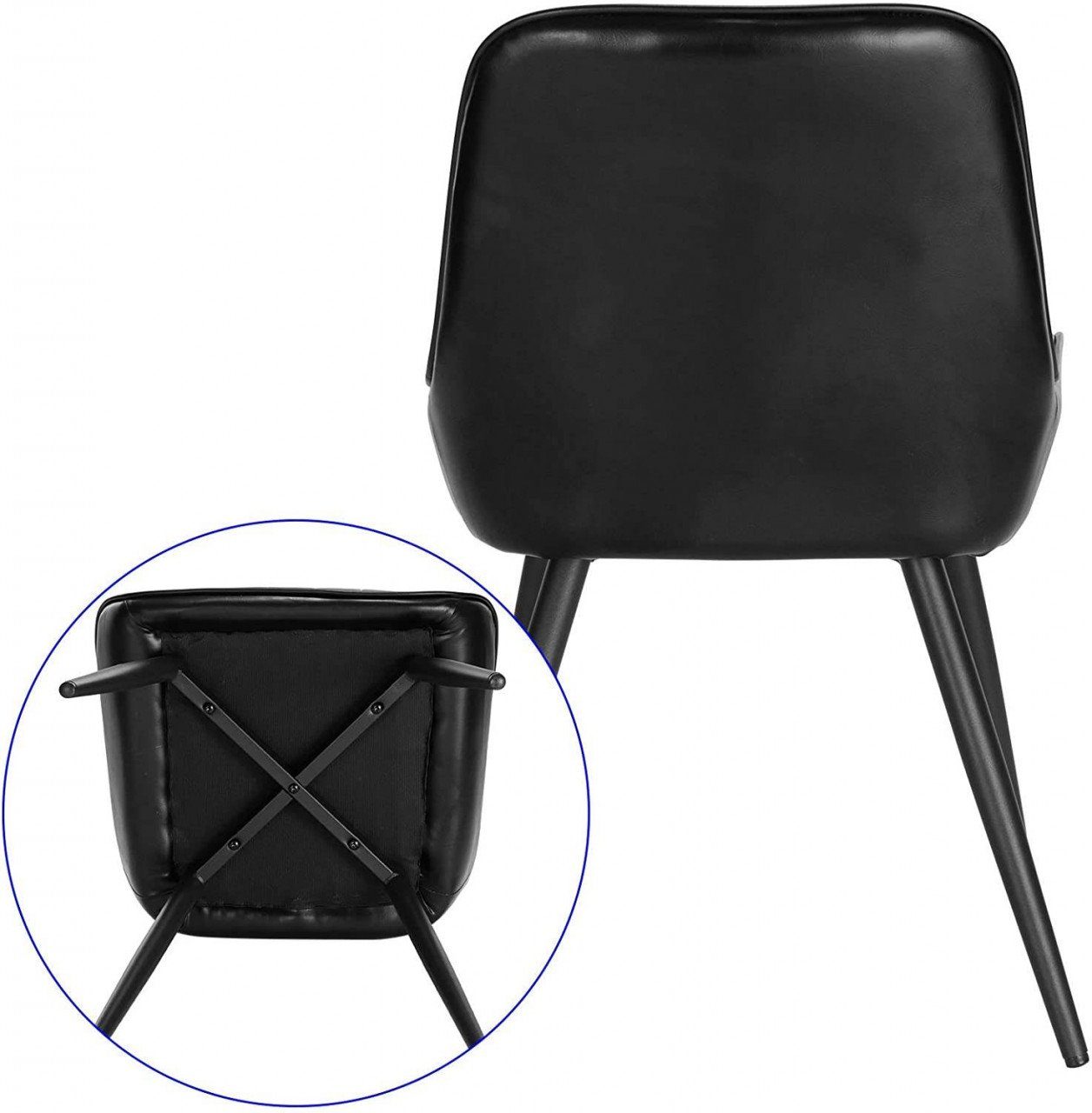 PU Schwarz Sitzfläche Esszimmerstuhl | mit Retro, Kunstleder Metallbeine St), (4 Schwarz EUGAD