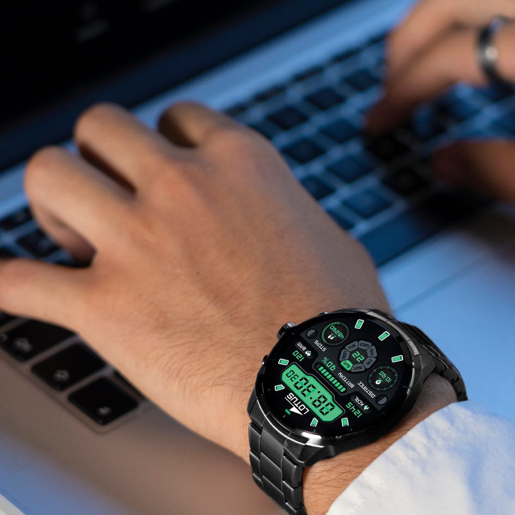 Lotus Smartwatch Smartwatch, Armbanduhr,Herrenuhr,Bluetooth,Steuerung der Smartphone-Kamera,Wecker schwarz