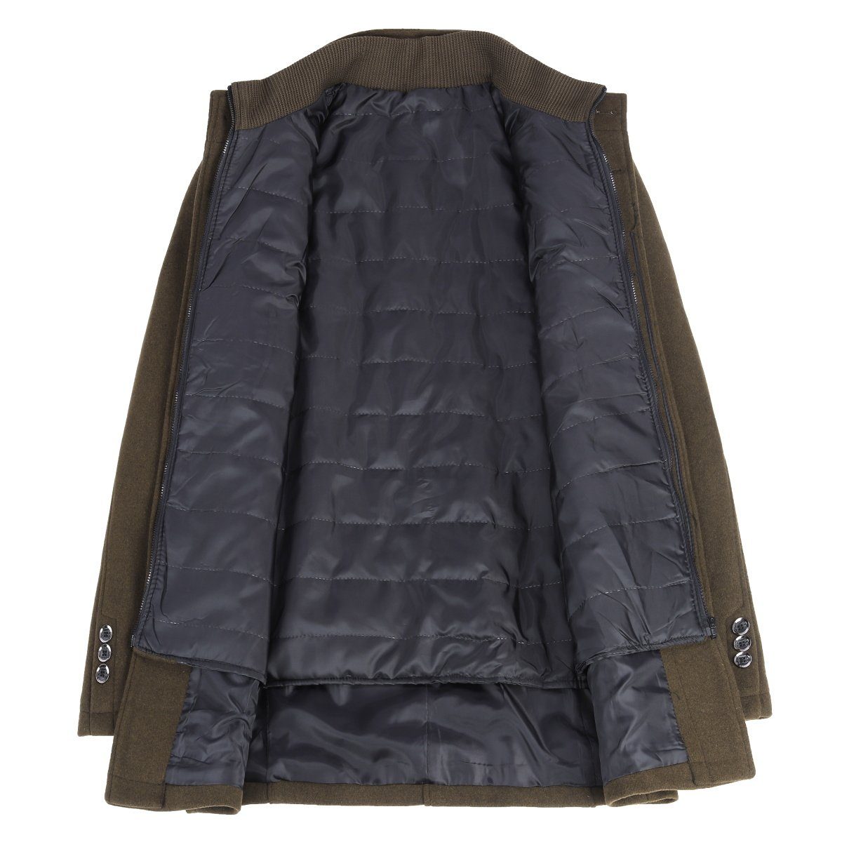 Allthemen Kurzmantel mit abnehmbarer dicker Weste Herren Wintermantel kurze Wolljacke