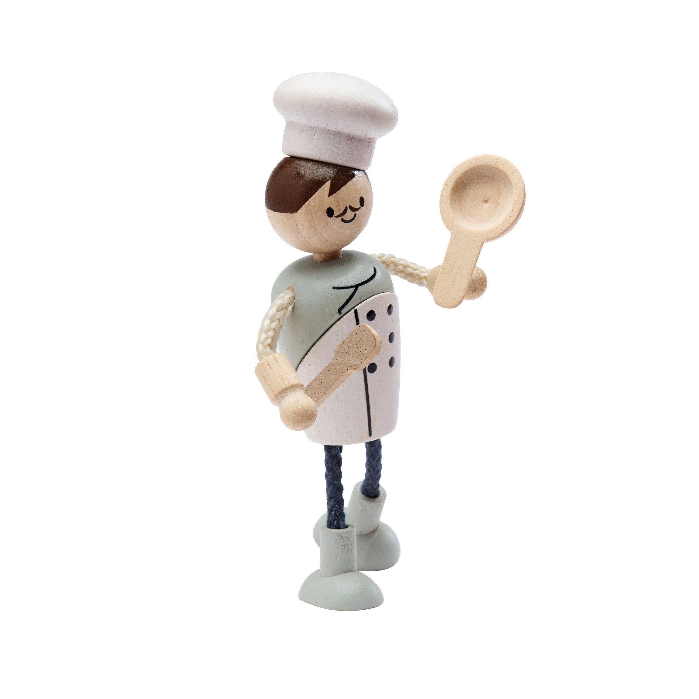 Plantoys Biegepuppe PlanToys- Koch-Puppe Biegepuppe Puppenhaus 18,8x7,5x9,5 cm - 3y+