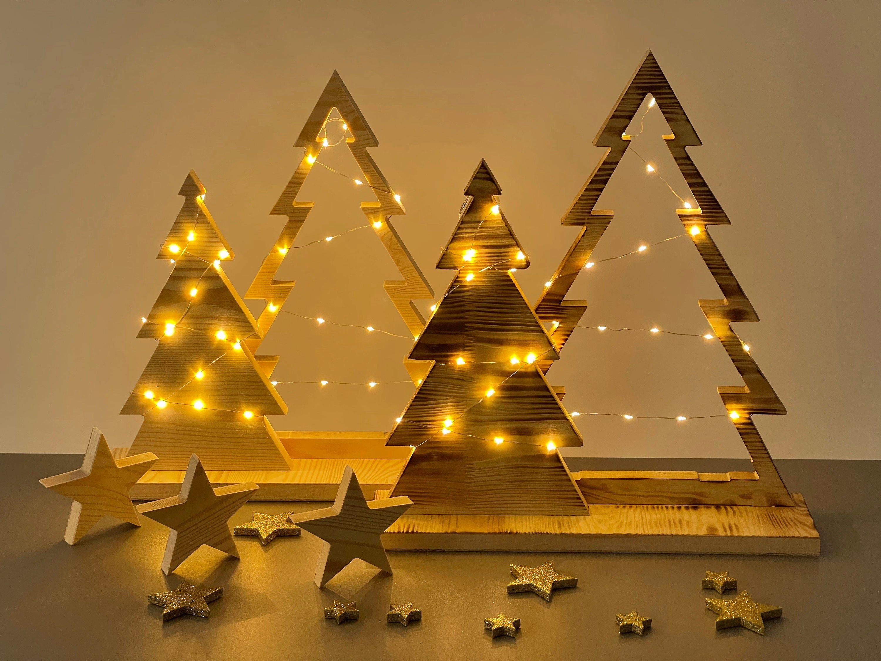 Kahyko Dekobaum (Weihnachtsbaum-Ensemble aus Holz mit LED Beleuchtung / Tim günstig online kaufen