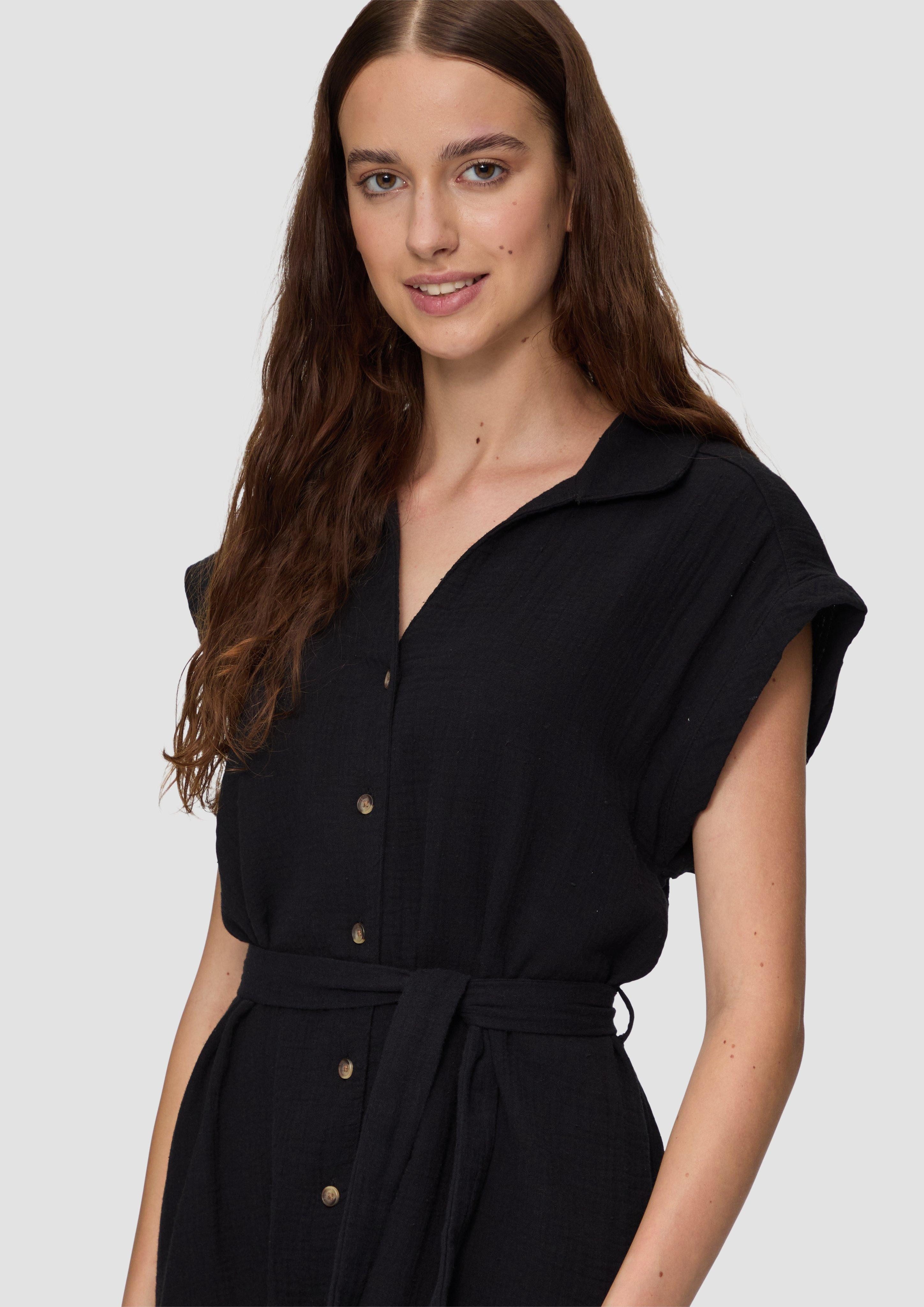 QS Minikleid Ärmelloses Hemdblusenkleid mit Bindegürtel günstig online kaufen
